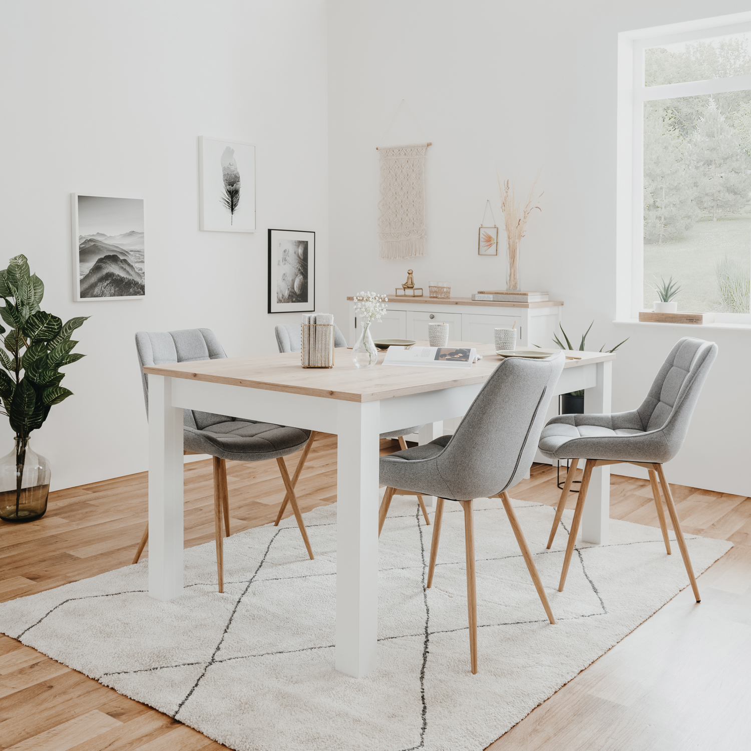 Dining table extendable Dining Room Table Kitchen Table Wooden Table White Oak