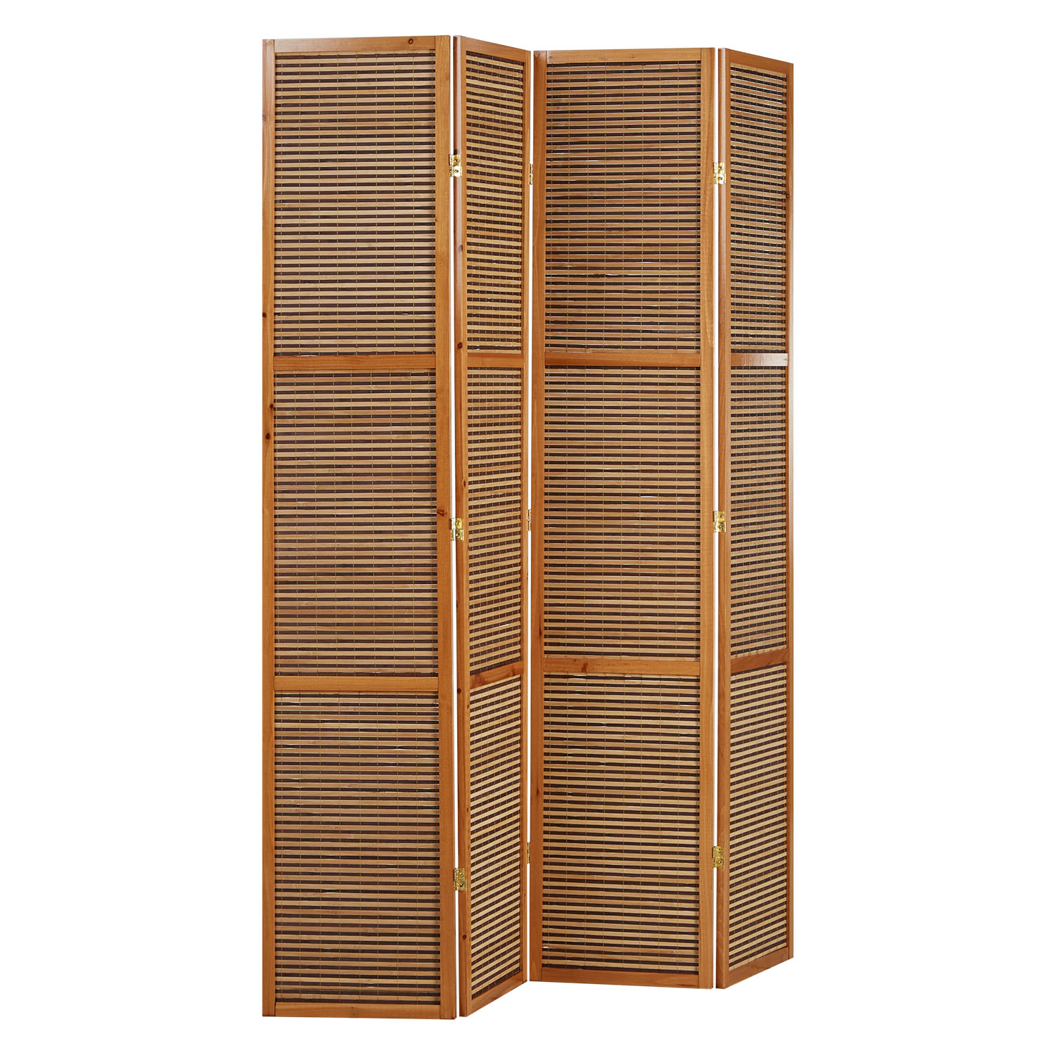 Paravent Marron Lattes en Bois Hauteur 200 cm | 4 panneaux | Bois | Séparateur de Pièce Cloison Écran d'Intimité