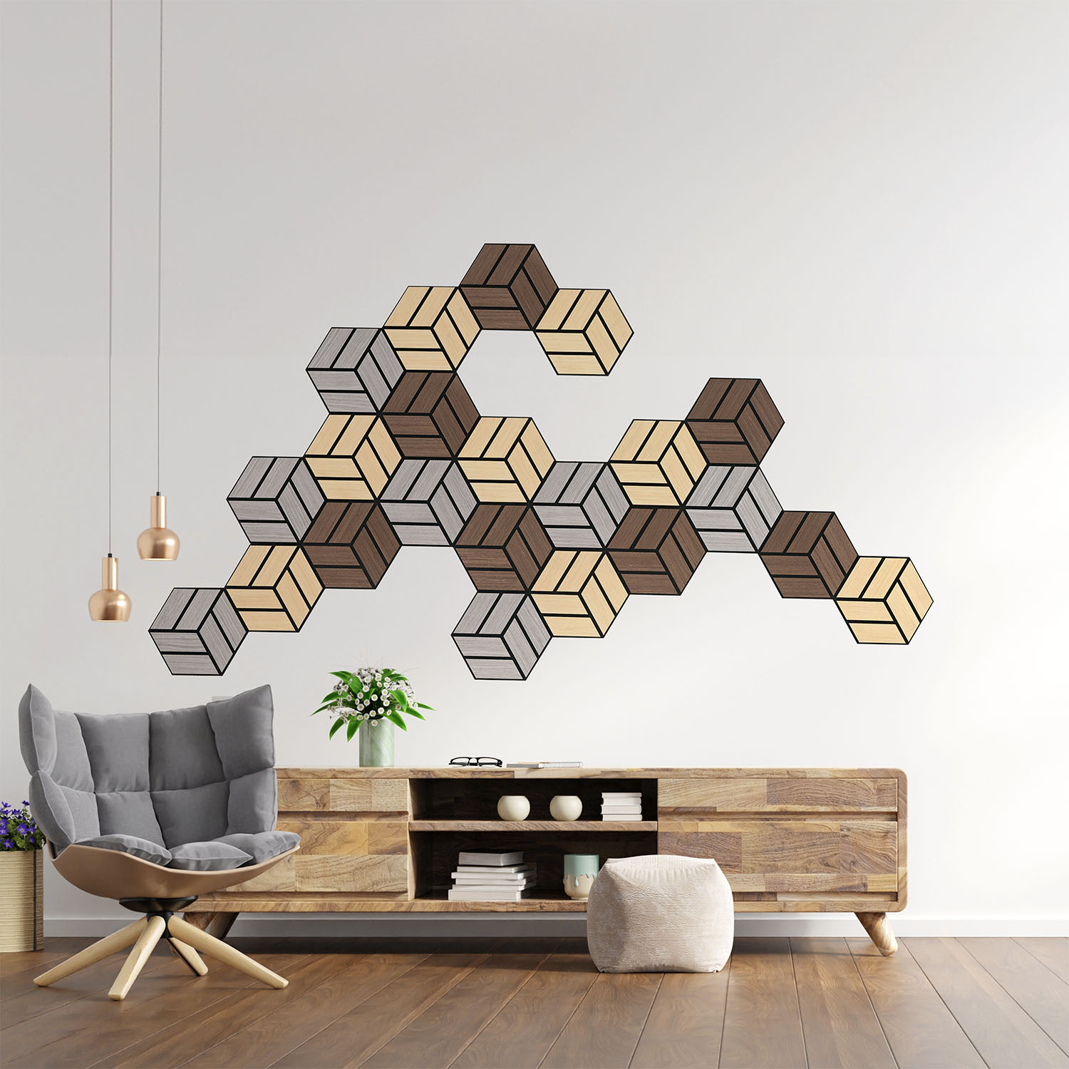 Acoustic Panels Wall Panels Hexagon Honeycomb 30 x 26 cm Brown Walnut | Wood | 4-piece Set | 3D Acoustic Panels Wall Panels Hexagon Honeycomb 30 x 26 cm Brown Walnut | Wood | 20-piece Set | 3D