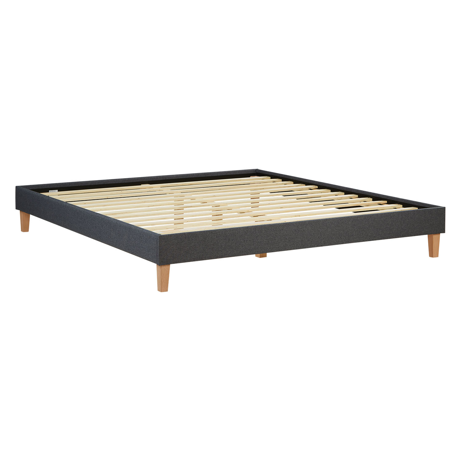 Upholstered Bed Frame Double Bed 180 x 200 cm Grey Futon Bed Platform Bed Fabric