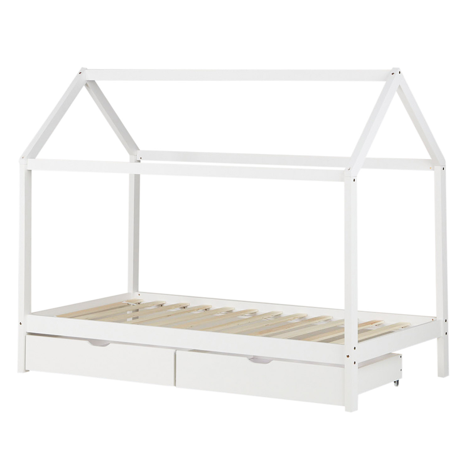 Children's Bed 90x200 cm White | House Bed with Drawers | Single Bed | with Slatted Frame | Wood Children's Bed 90x200 cm White | House Bed with Drawers | Single Bed | with Slatted Frame | Wood