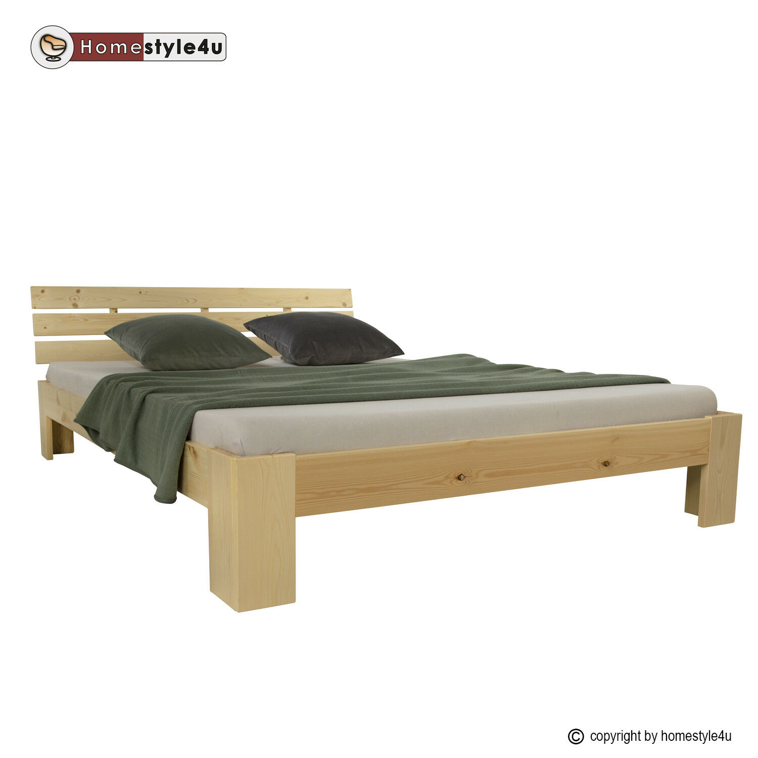 Doppelbett Holzbett Futonbett 160x200 natur Kiefer Bett Bettgestell Massivholz