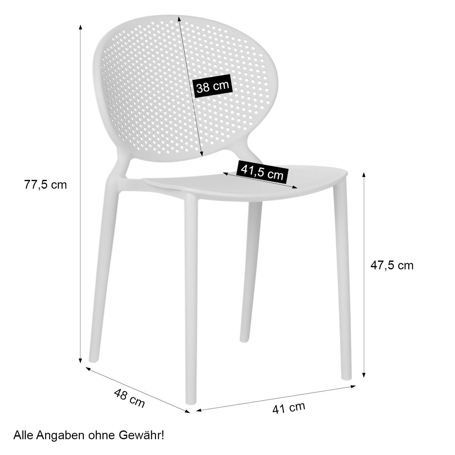 Modern Garden chair Set of 4 Grey Camping chairs Outdoor chairs Plastic Stacking chairs Kitchen chairs
