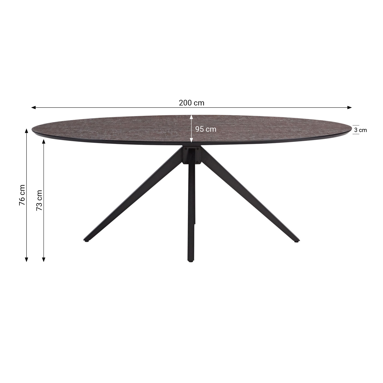 Modern Dining Table Oval Brown Black with 4 Bouclé Leather Chairs Dining Room Table 8 Seater Industrial Look