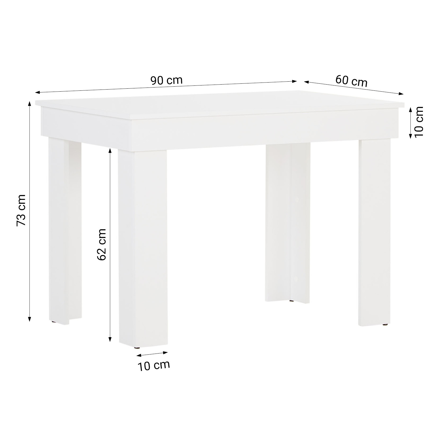 Dining set | 2-piece set upholstered chairs cream velvet without armrest | dining table white 90 x 60 cm