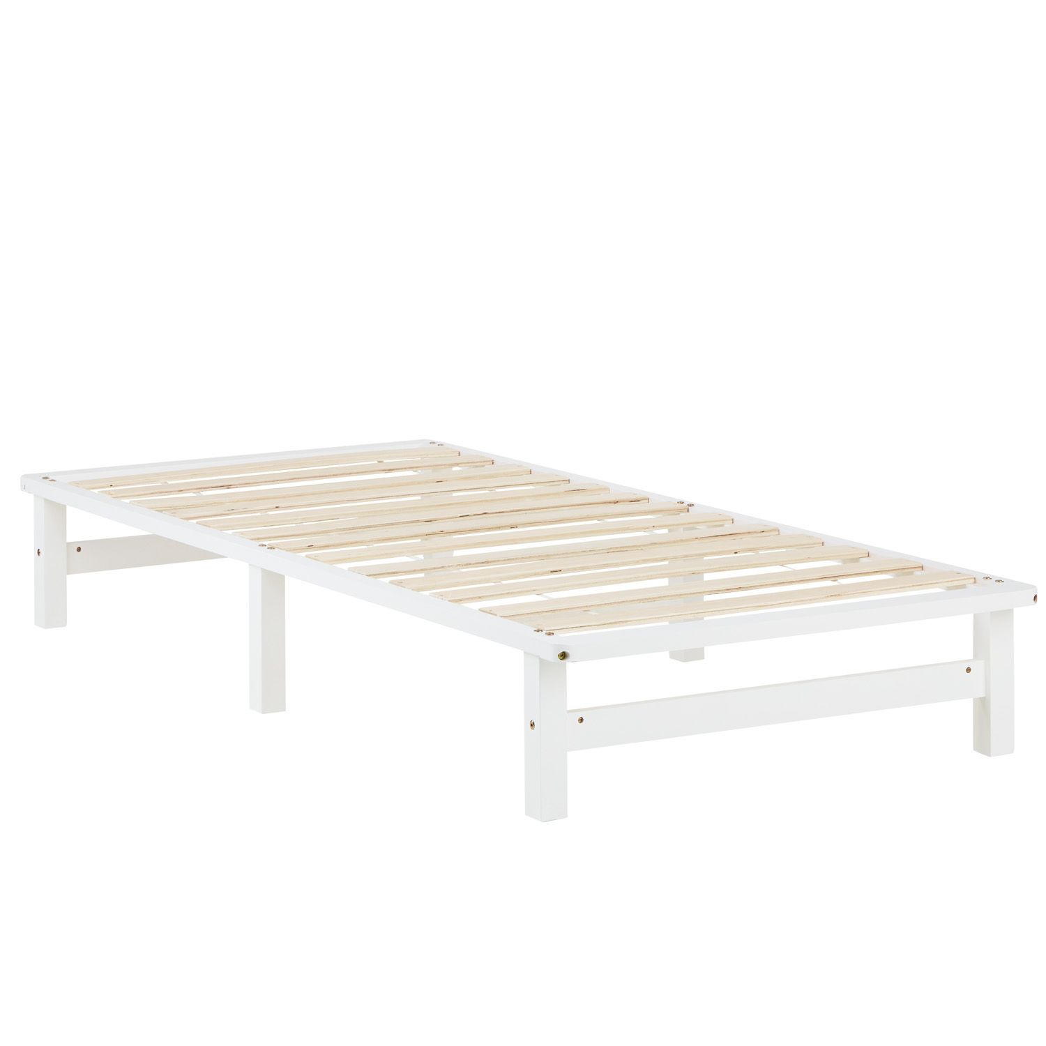 Pallet Bed 90x200 cm White | Single Bed with Mattress | with Slatted Frame | Wood | Kids Youth Guest Bedroom