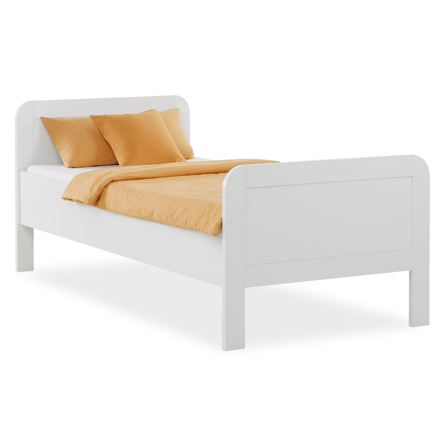 Komfortbett 90x200 cm Weiß | Seniorenbett höhenverstellbar | Einzelbett | Holz | ohne Lattenrost