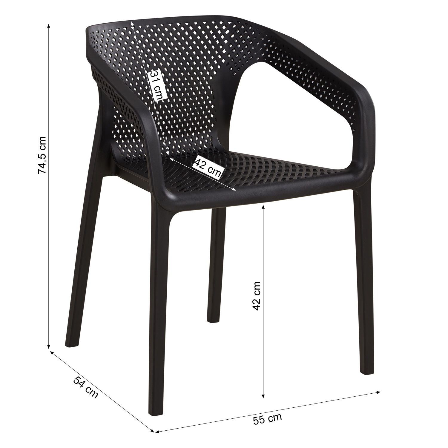 Set of 2 Garden chair with armrests Camping chairs Black Outdoor chairs Plastic Egg chair Lounger chairs Stacking chairs Garden furniture set 5 different colours Garden table and 2 chairs Bistro set Black Outdoor table and chairs Lounge chair Patio set