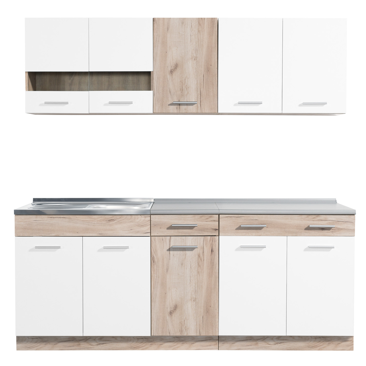 Kitchen Unit without Appliances 200 cm White | Oak | Single Kitchen | Mini Kitchen | Kitchen Element