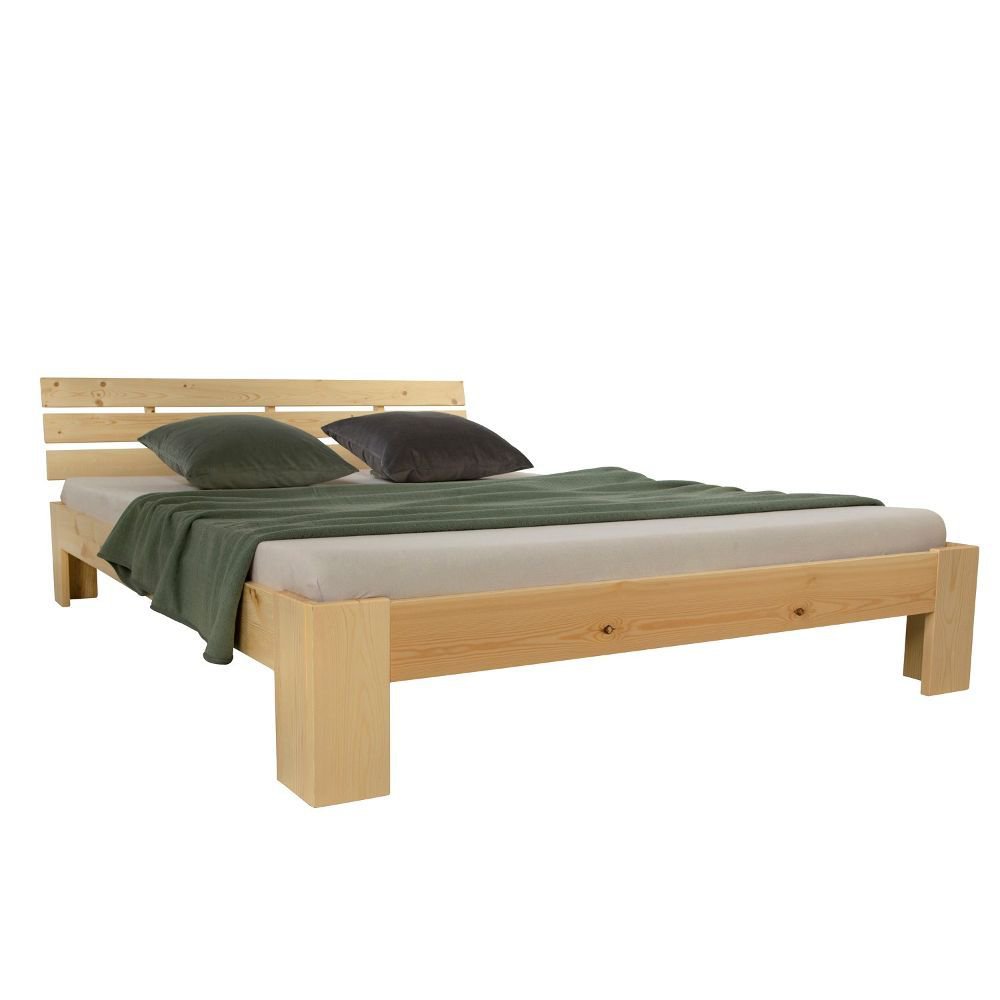 Wood Bed 140x200 cm Natural | Double Bed | with Slatted Frame | Solid | Kids Youth Guest Bedroom Wood Bed 160x200 cm Natural | Double Bed | with Slatted Frame | Solid | Kids Youth Guest Bedroom