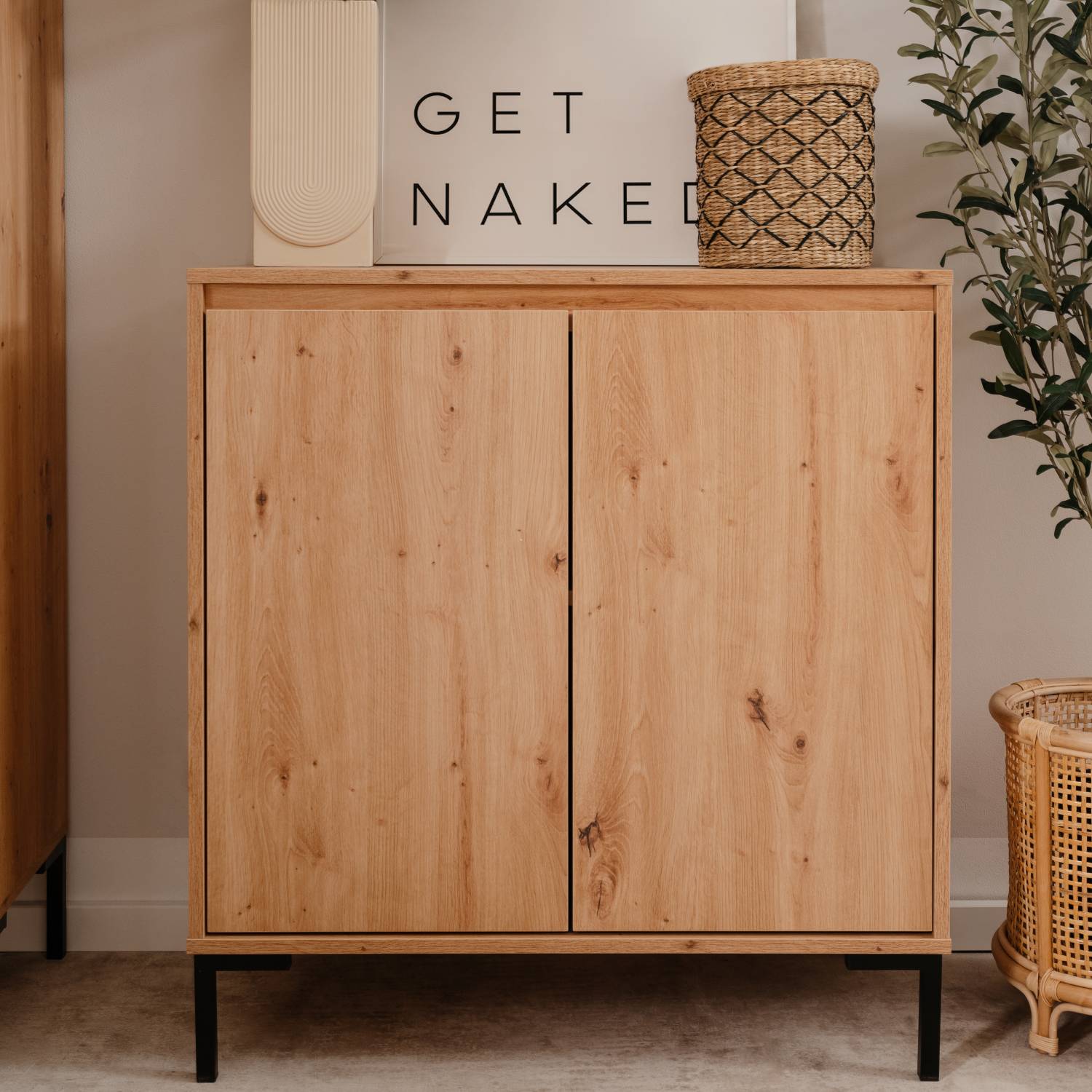 Sideboard Cupboard Storage Cabinet Wood Oak Living Room Industrial Look