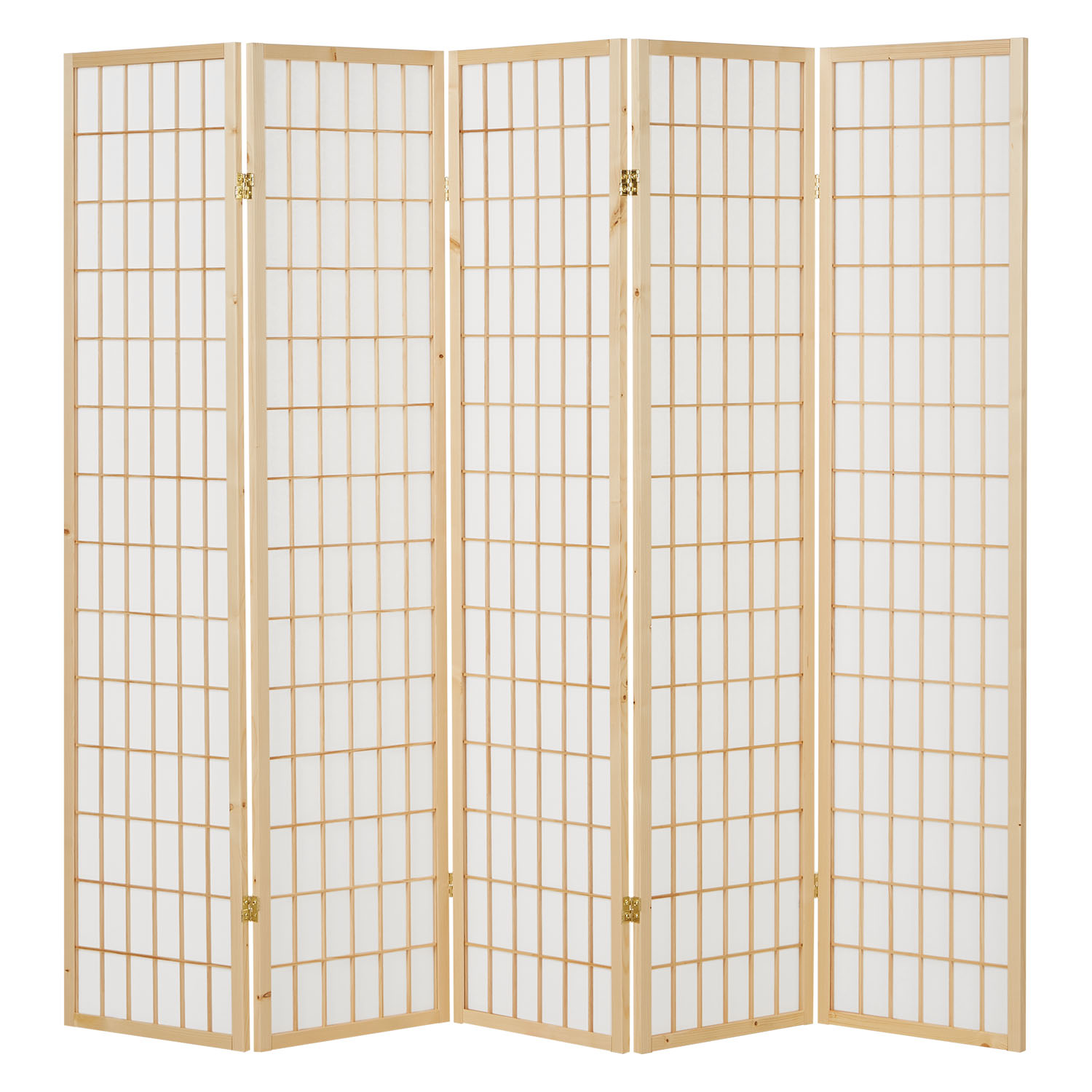 Paravent Natural Shoji Rice Paper White | 5-panel | Wood | Room Divider Partition Privacy Screen