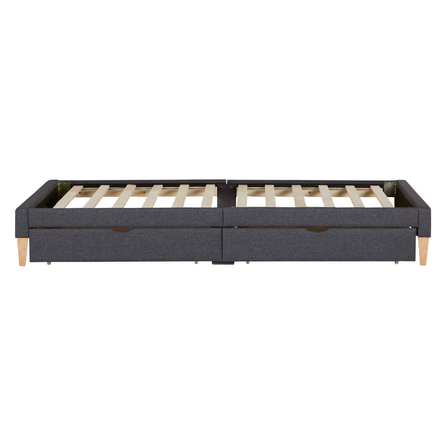 Upholstered Bed 90x200 cm with 2 Drawers Slatts Grey Fabric Bed Single Bed Futon Bed Frame Platform Bed Upholstered Bed with Mattress 90x200 cm 2 Drawers Slatts Grey Fabric Bed Single Bed Futon Bed Frame Platform Bed