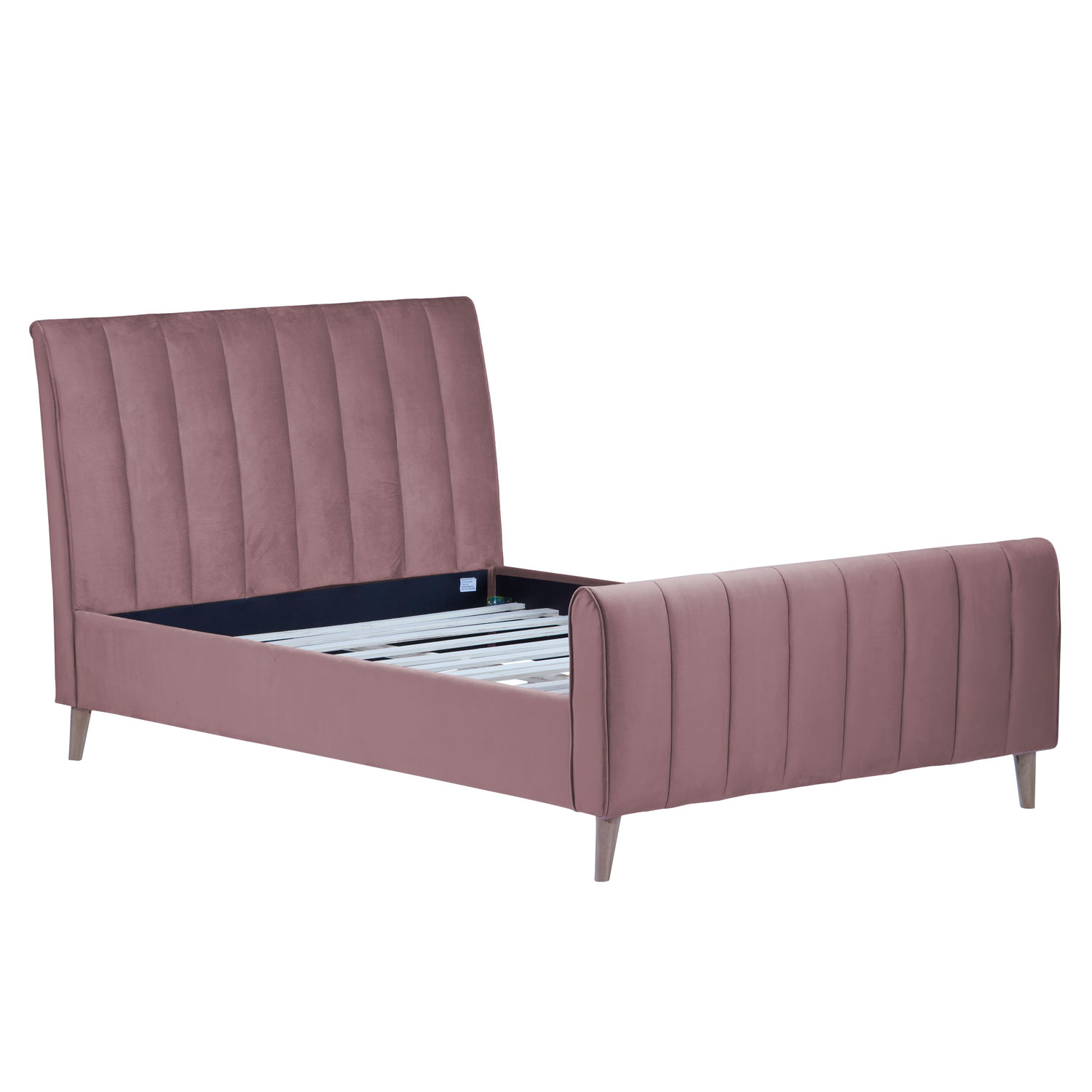 Polsterbett 140x200 cm  Doppelbett Stoffbett Bettgestell Lattenrost Pink Rosa Samt