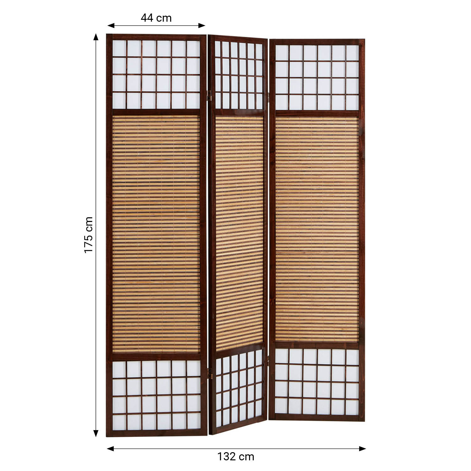 Paravent Brown Bamboo Shoji Rice Paper White | 3-panel | Wood | Room Divider Partition Privacy Screen