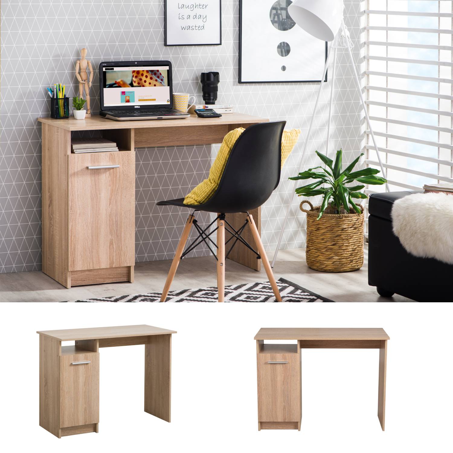 Computer Desk PC Table Home Office Desk Small Gaming Desk Shelves Workstation