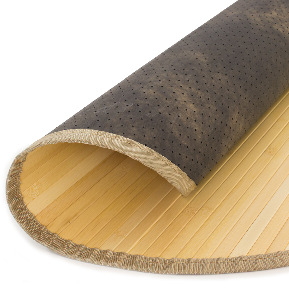 Bamboo carpet Rug 200 cm round in Light Natural