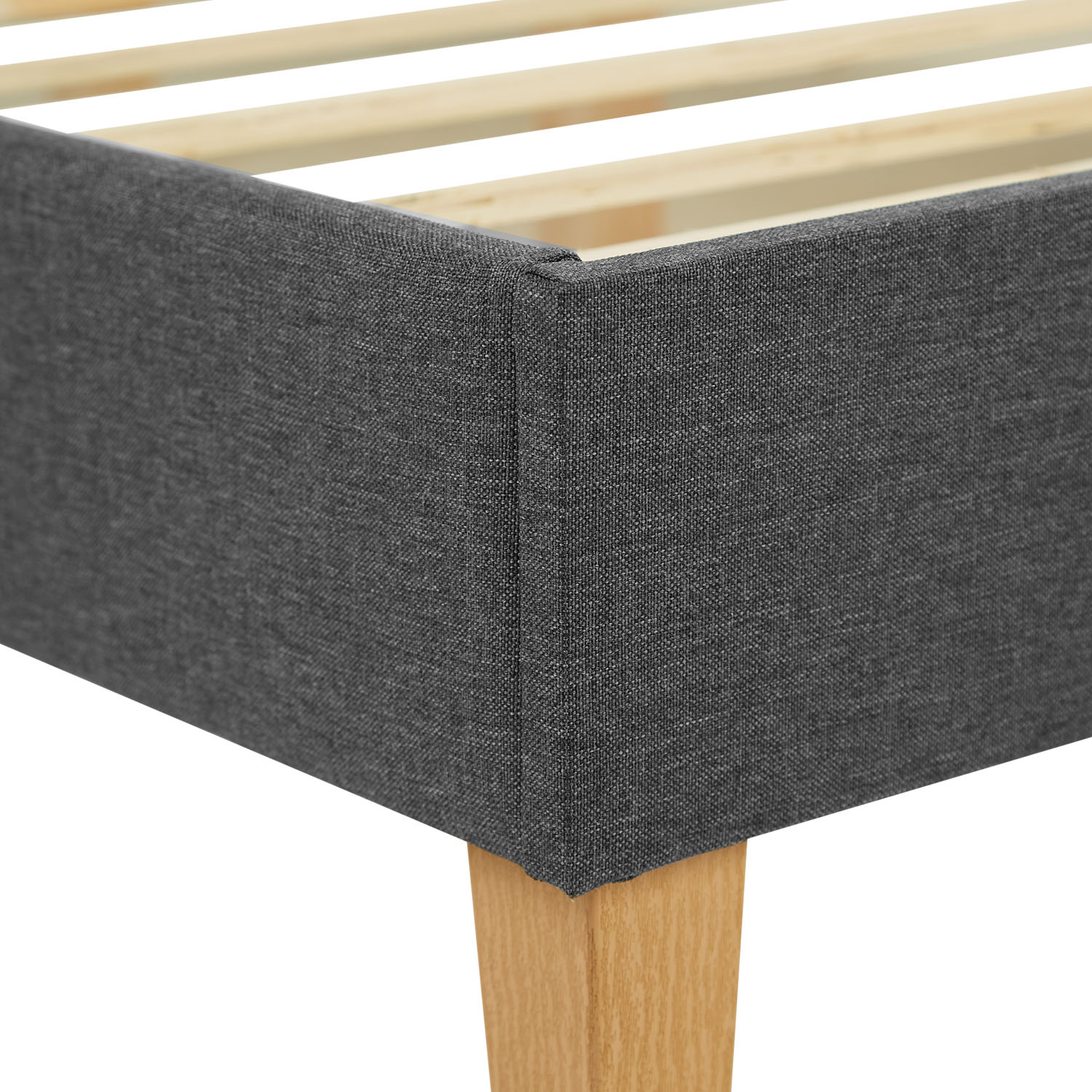 Upholstered Bed Frame Double Bed 160 x 200 cm Grey Futon Bed Platform Bed Fabric