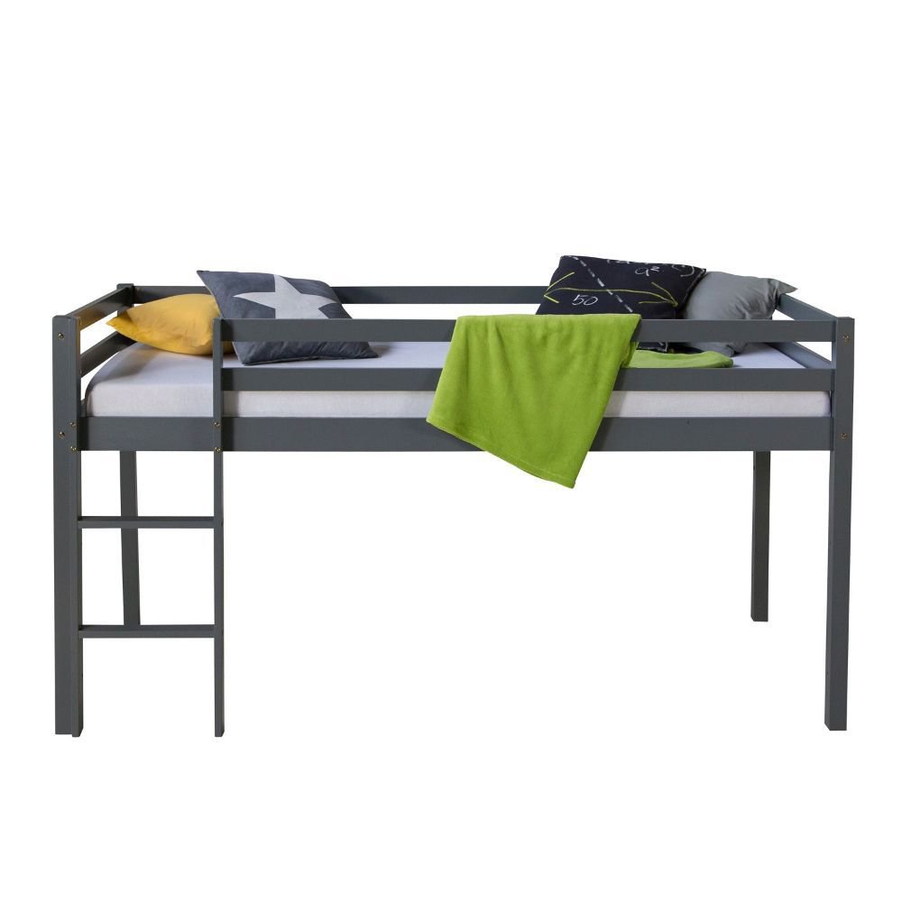 Loft Bed Kids 90x200 cm Gray Basic | without Slatted Frame Loft Bed Kids 90x200 cm Gray Basic | without Slatted Frame