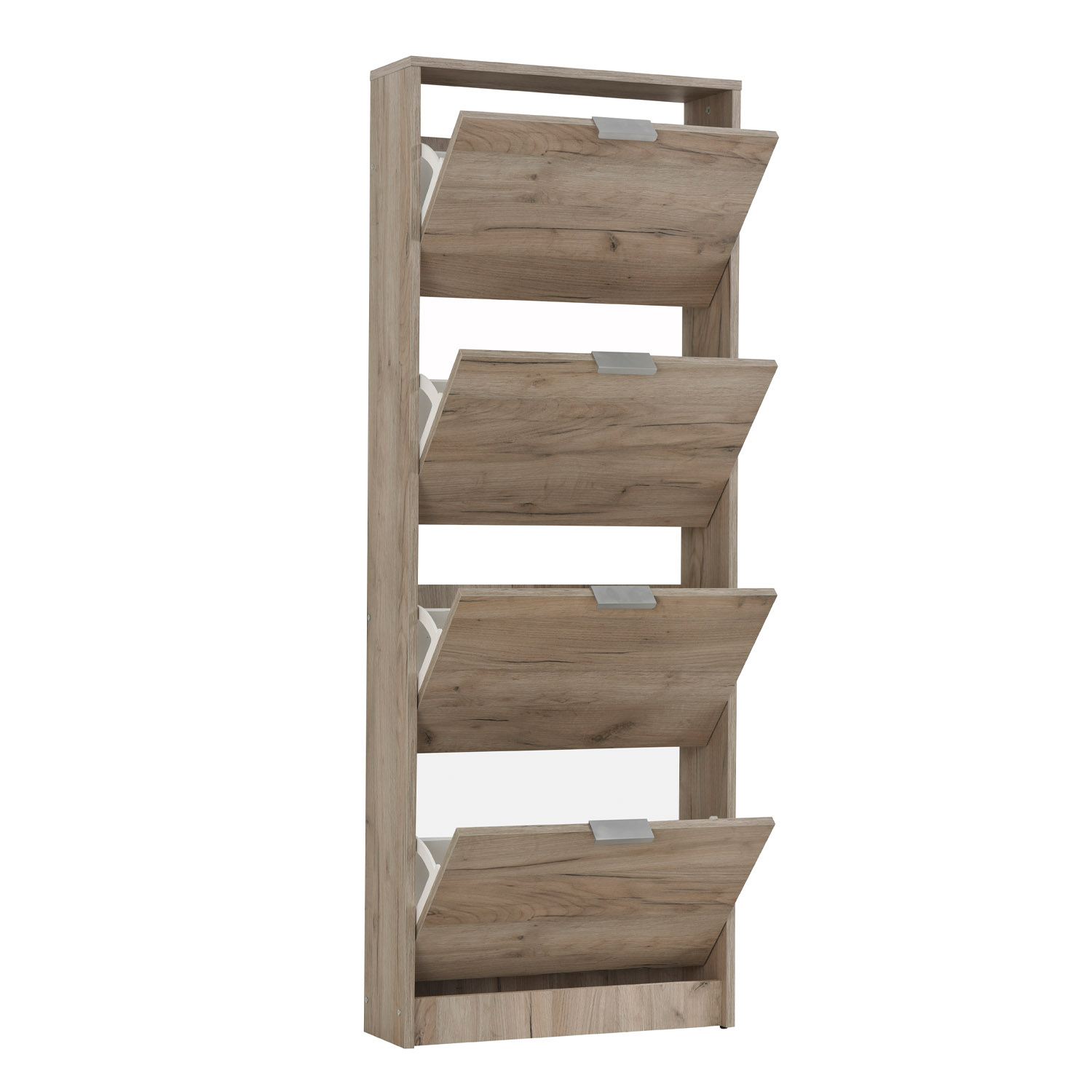 Shoe Rack Shoe Storage Shoe Cabinet Shoe Cupboard Wooden Grey Oak 4 Tier Shoe Tipper