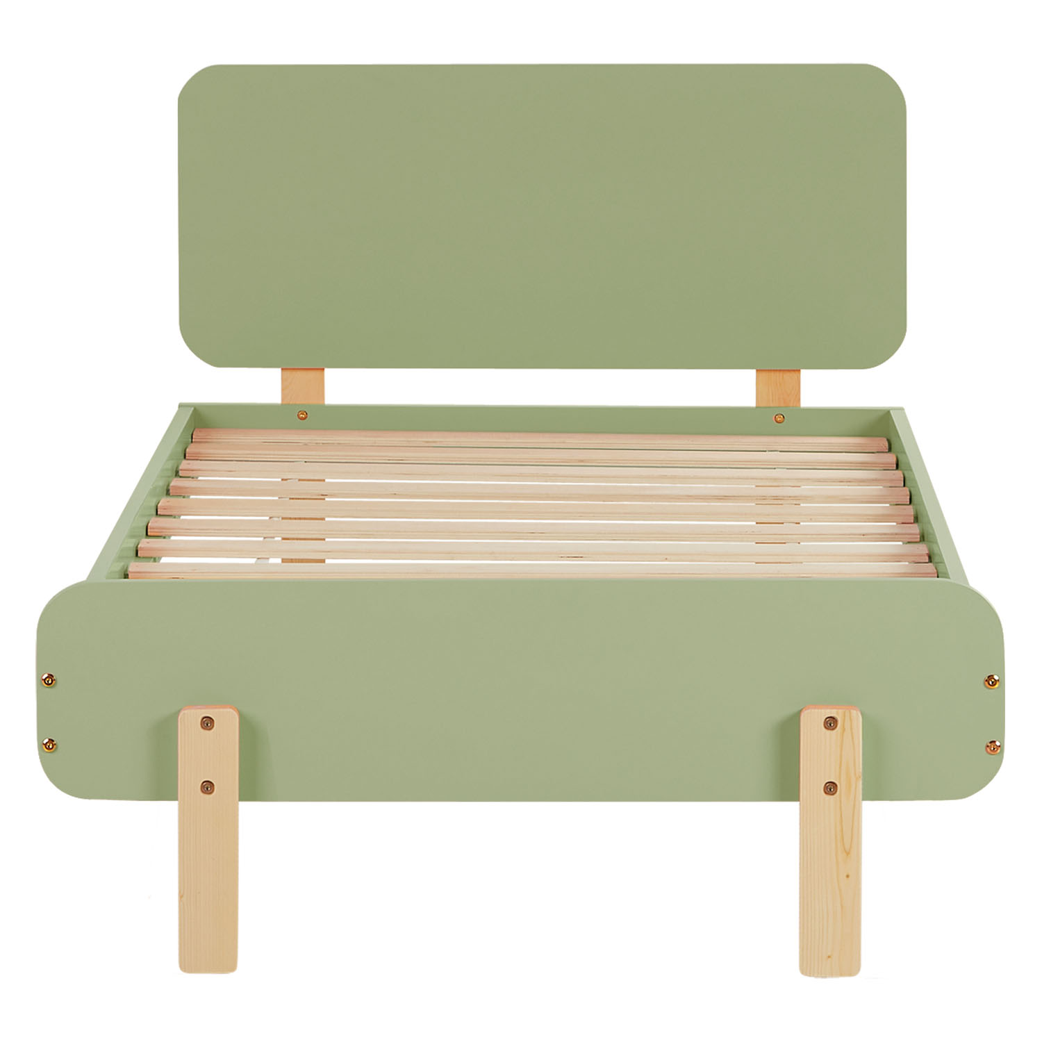 Lit en bois simple avec matelas Lit enfant 90x200 Lit de jeunesse massif vert pin Cadre de lit Lit junior Sommier à lattes