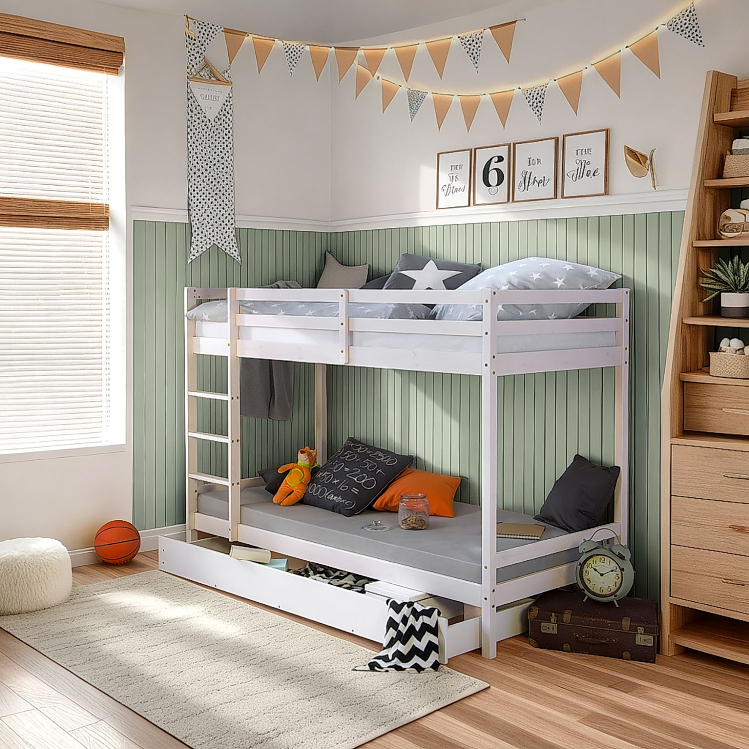 lit enfant superposés lit mezzanine bois pin massif naturel single Boîte  de lit