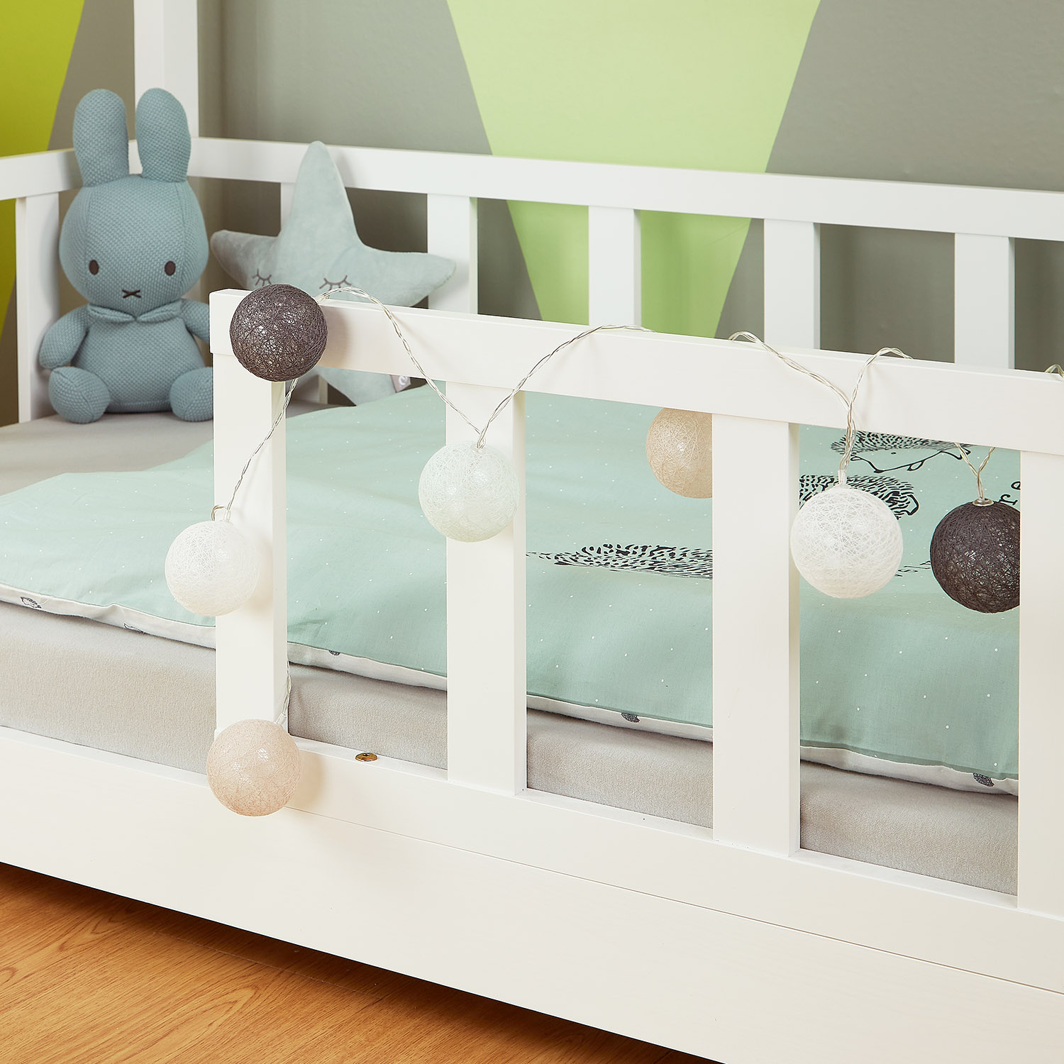 Children's Bed 80x160 cm White | House Bed with Fall Protection | Montessori | Single Bed | with Slatted Frame | Wood