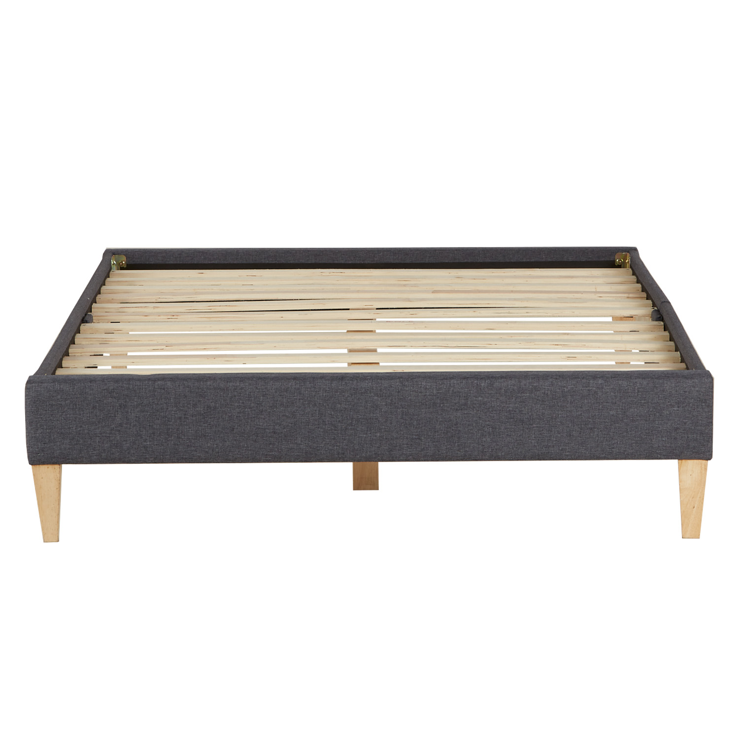 Upholstered Bed 140x200 cm with Slatts Grey Fabric Bed Double Bed Futon Bed Frame Platform Bed