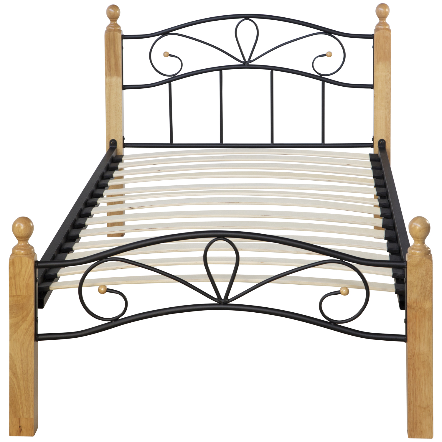 Metal Bed 90x200 Black Daybed Single Bed Youth Bed with Slatted Frame