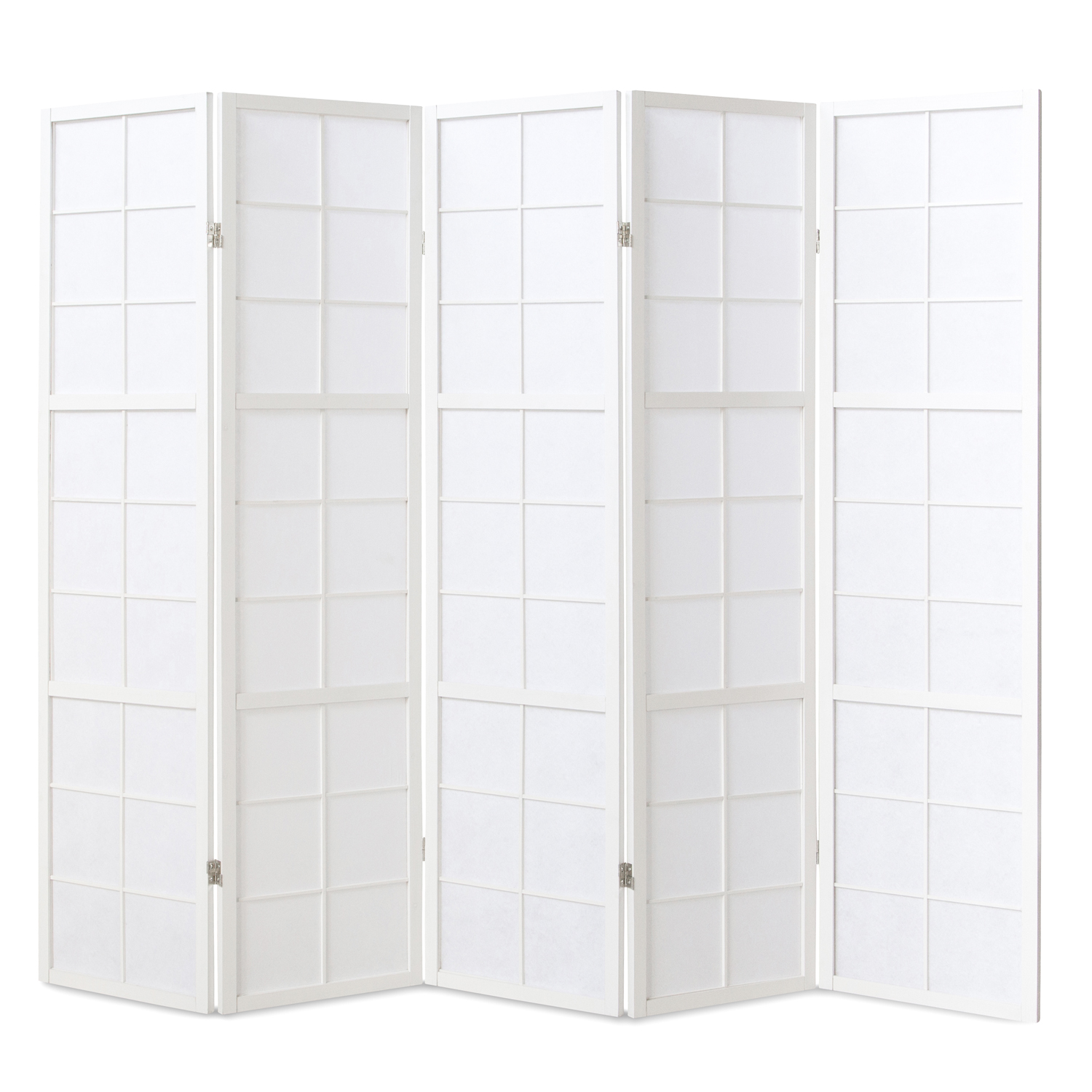 Paravent White Shoji Rice Paper White | 5-panel | Wood | Room Divider Partition Privacy Screen