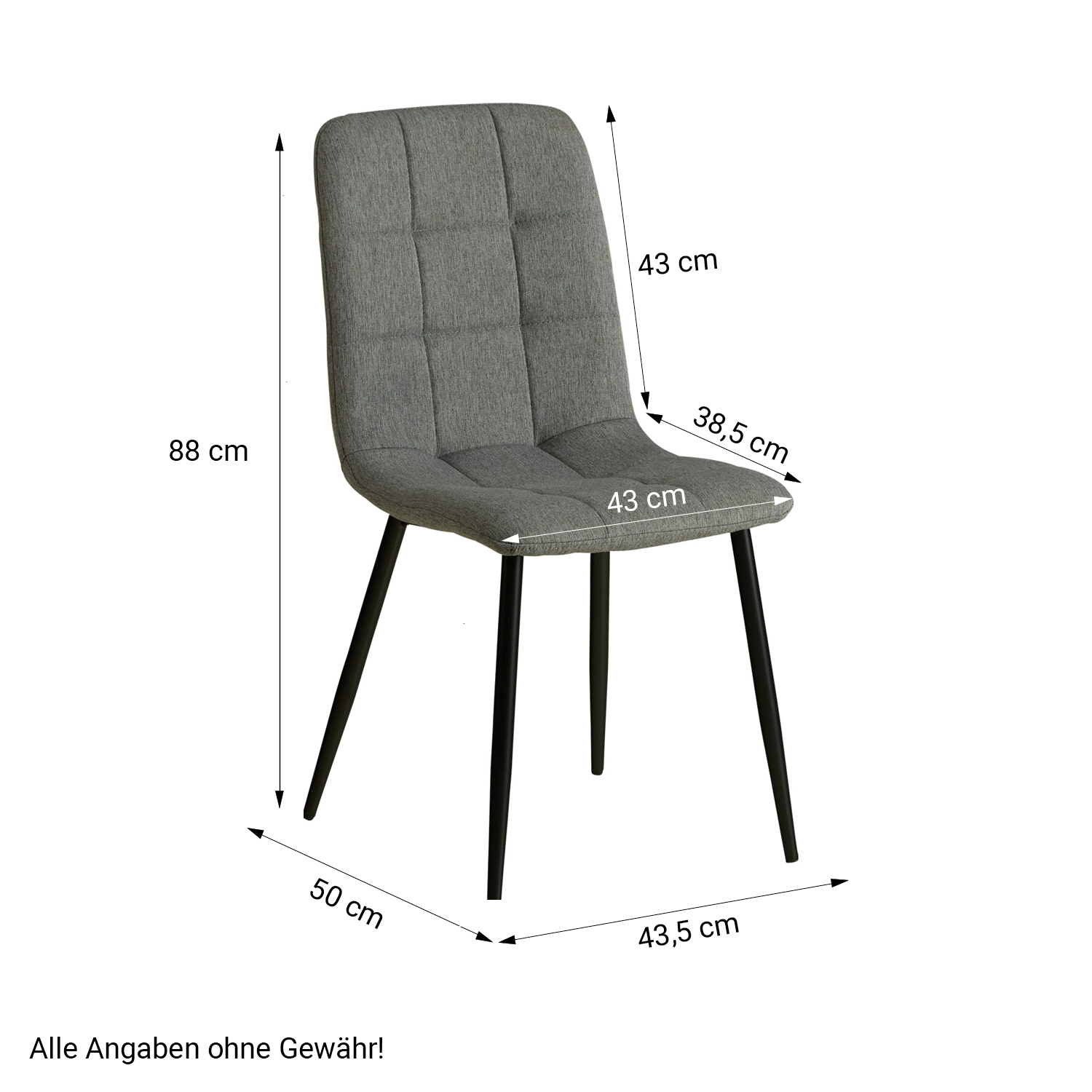 Dining set | 2-piece set upholstered chairs grey without armrest | dining table oak 80 x 80 cm