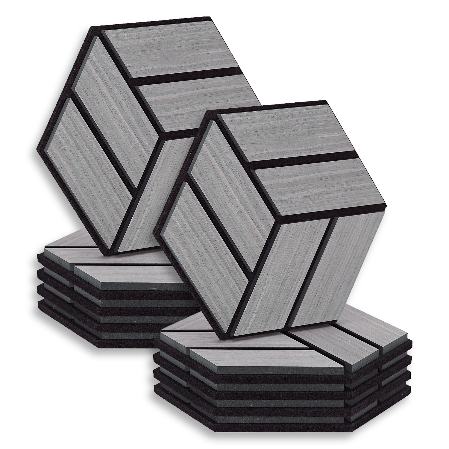 Acoustic Panels Wall Panels Hexagon Honeycomb 30 x 26 cm Grey | Wood | 10-piece Set | 3D Acoustic Panels Wall Panels Hexagon Honeycomb 30 x 26 cm Grey | Wood | 10-piece Set | 3D