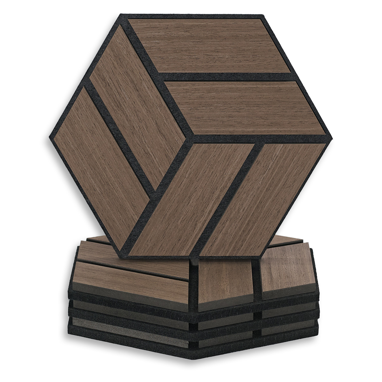 Acoustic Panels Wall Panels Hexagon Honeycomb 30 x 26 cm Brown Walnut | Wood | 4-piece Set | 3D Acoustic Panels Wall Panels Hexagon Honeycomb 30 x 26 cm Brown Walnut | Wood | 20-piece Set | 3D