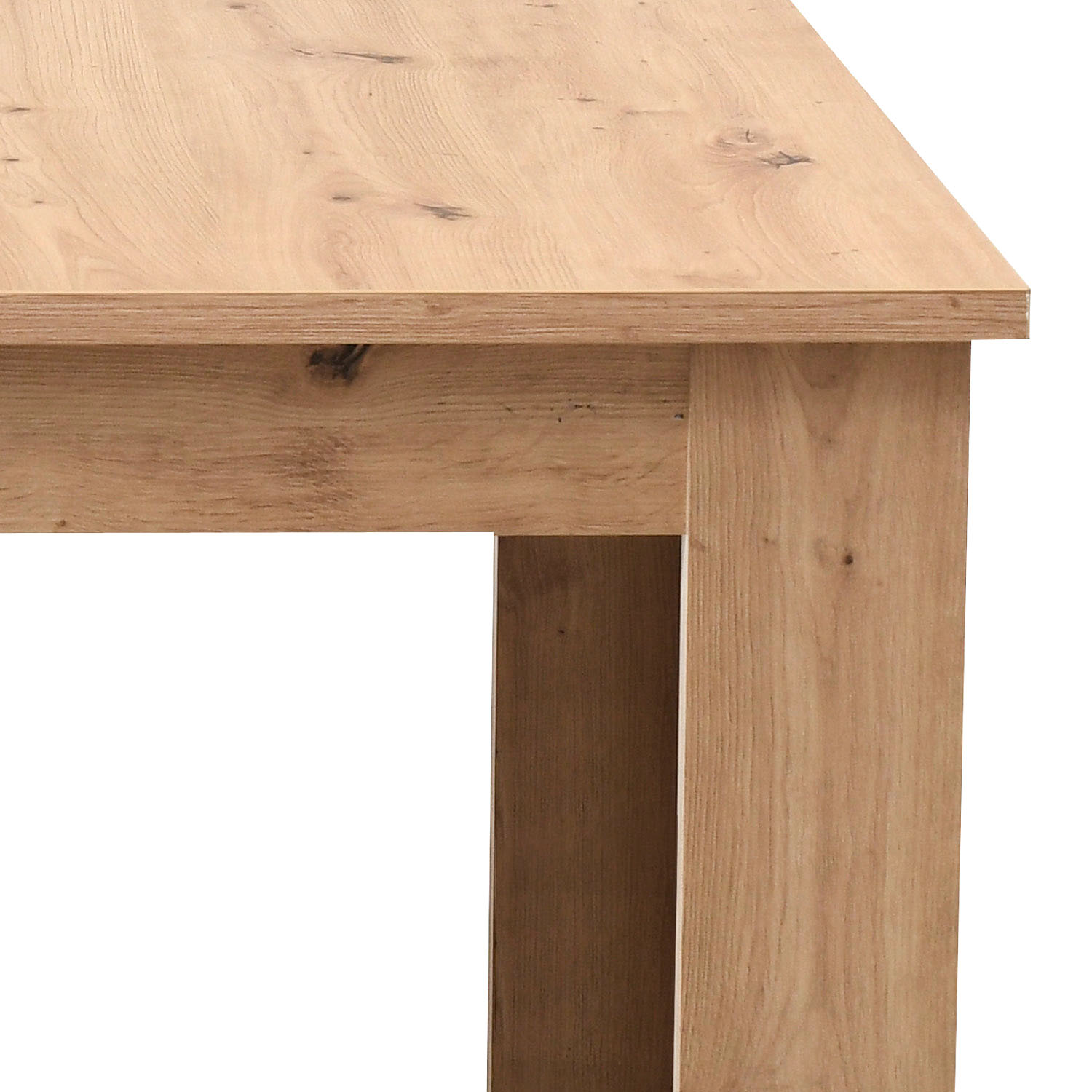Modern Dining Table Wood Oak 160x90 cm with 4 Beige Bouclé Chairs Dining Room Table Natural Wooden Table