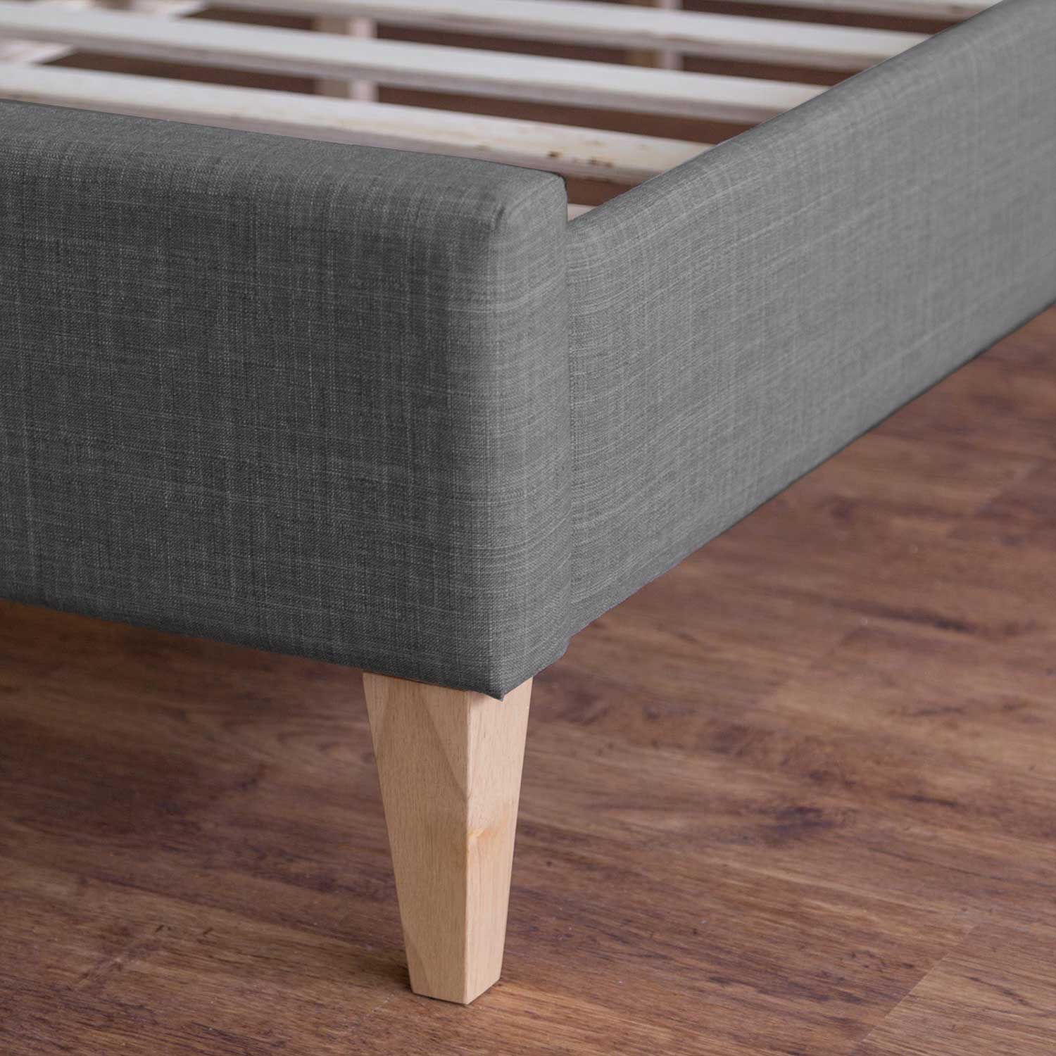 Upholstered bed 120x200 cm grey | with slatted frame | with mattress | double fabric bed frame