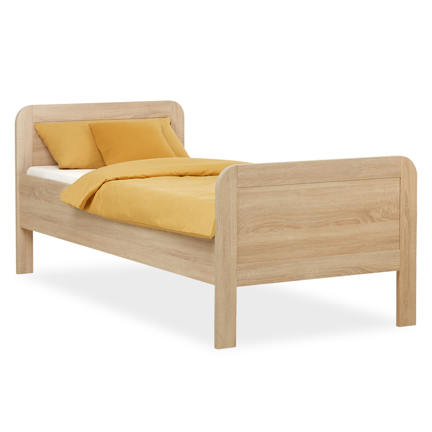 Comfort Bed 90x200 cm Natural | Senior Bed Height Adjustable with Slatted Frame | Single Bed | Wood