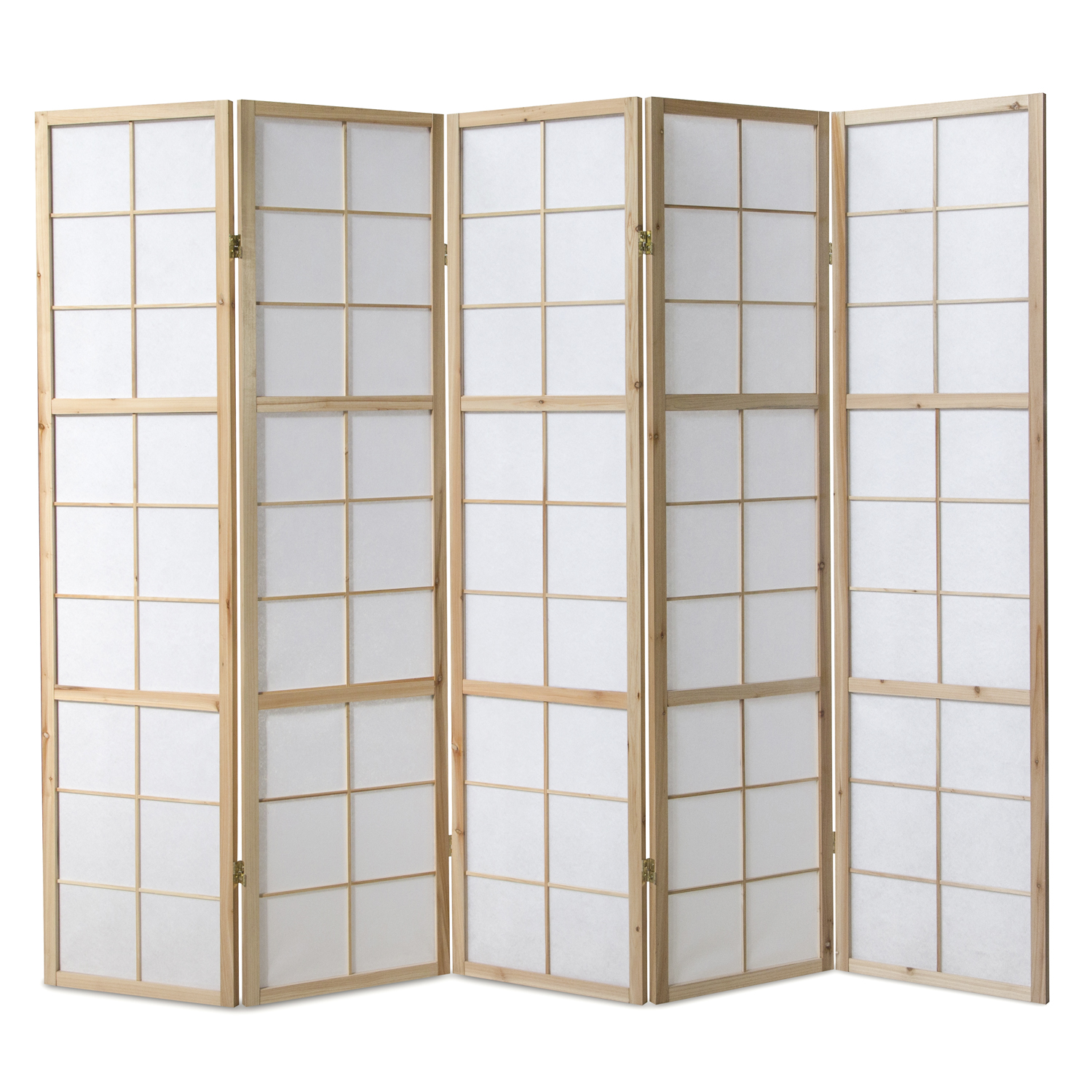 Paravent room divider 5 parts partition wall Shoji Foldable Natural