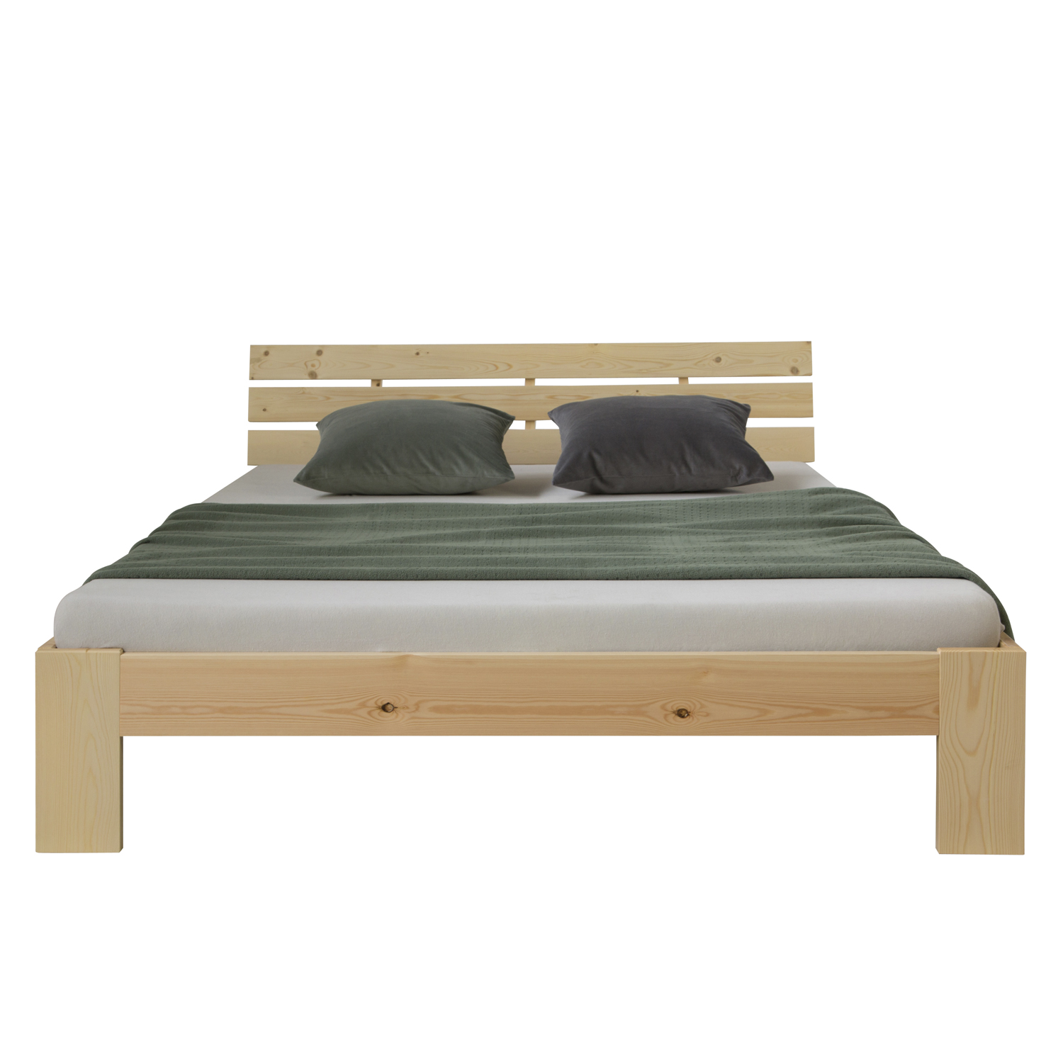 Wood Bed 140x200 cm Natural | Double Bed | with Slatted Frame | Solid | Kids Youth Guest Bedroom Wooden bed 90 120 140 160 180 cm white natural or grey double bed futon bed frame solid wood single bed