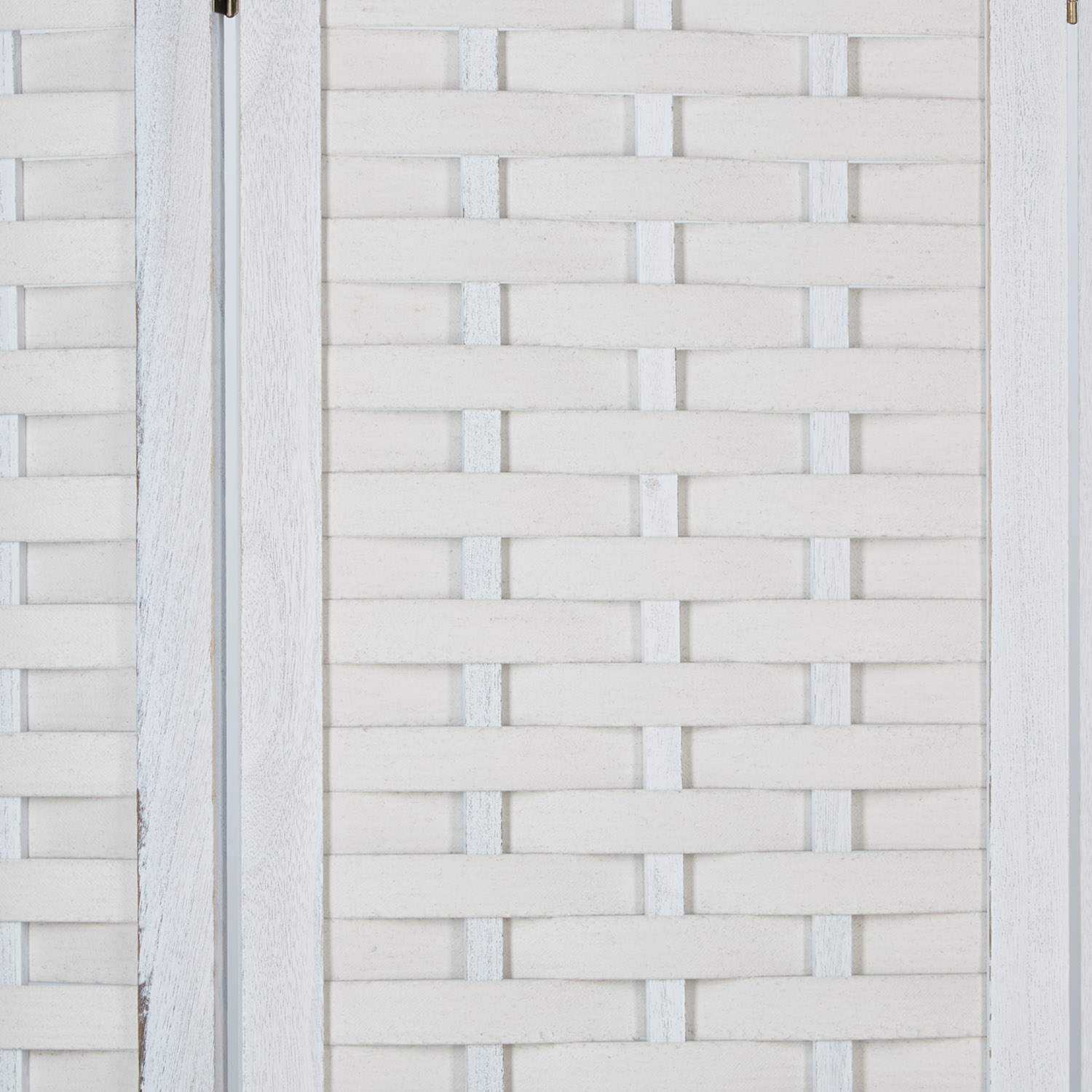 Room Divider 3 Piece White Natural Brown Wood Partition Screen Separation Rattan Vintage