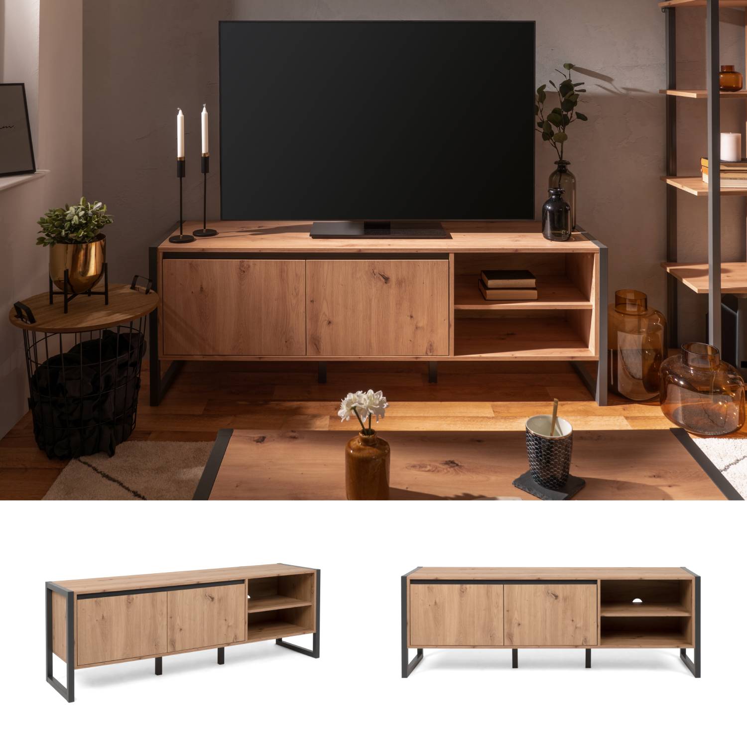 Meuble TV Armoire TV Table pour TV Table Basse Bois Rangement Meuble de Salon