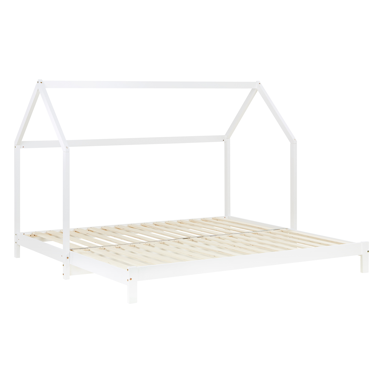 Children's Bed 90x200 cm White | House Bed Extendable to Double Bed | Functional Bed | with Slatted Frame | Wood