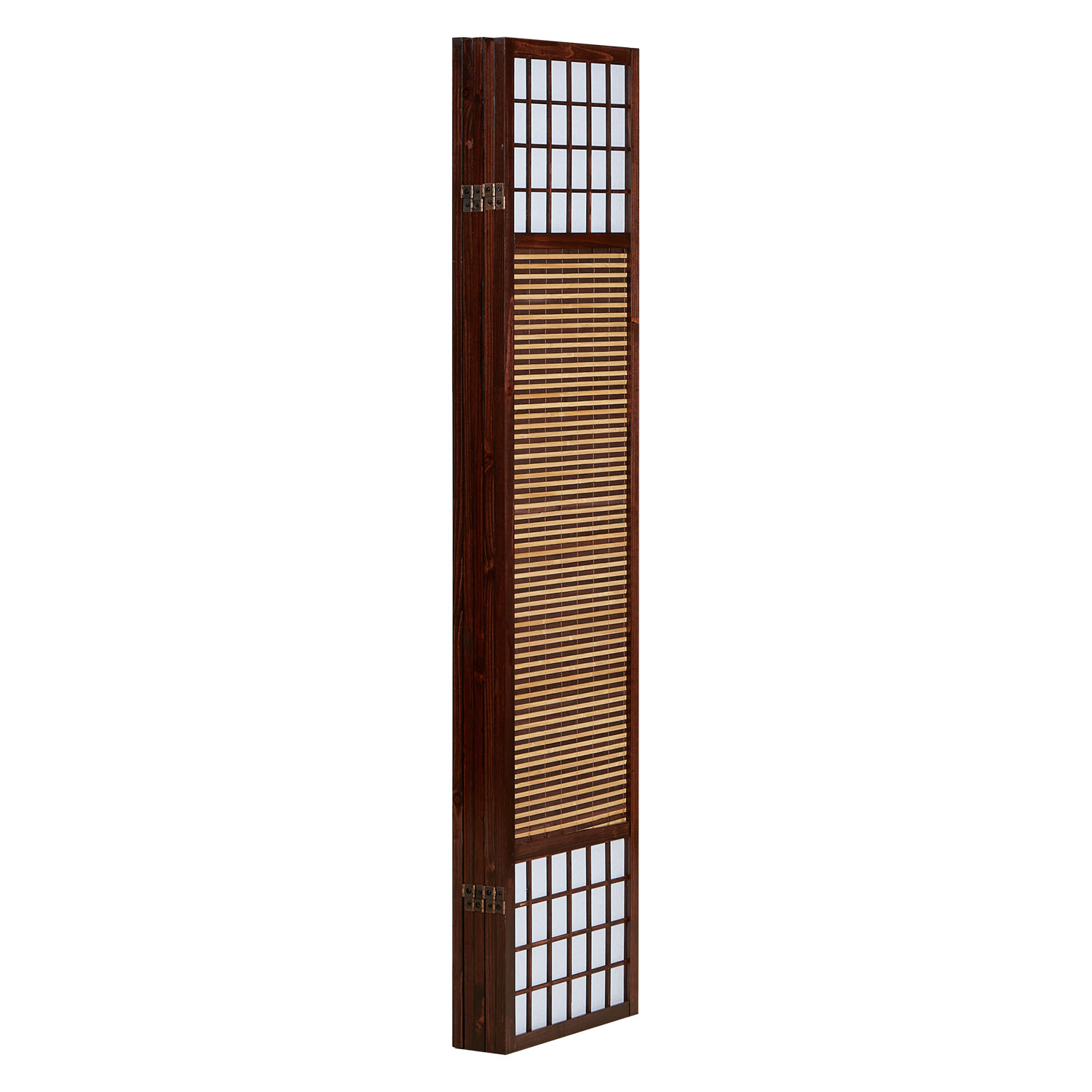 Paravent room divider 5 parts wood partition wall privacy screen black brown