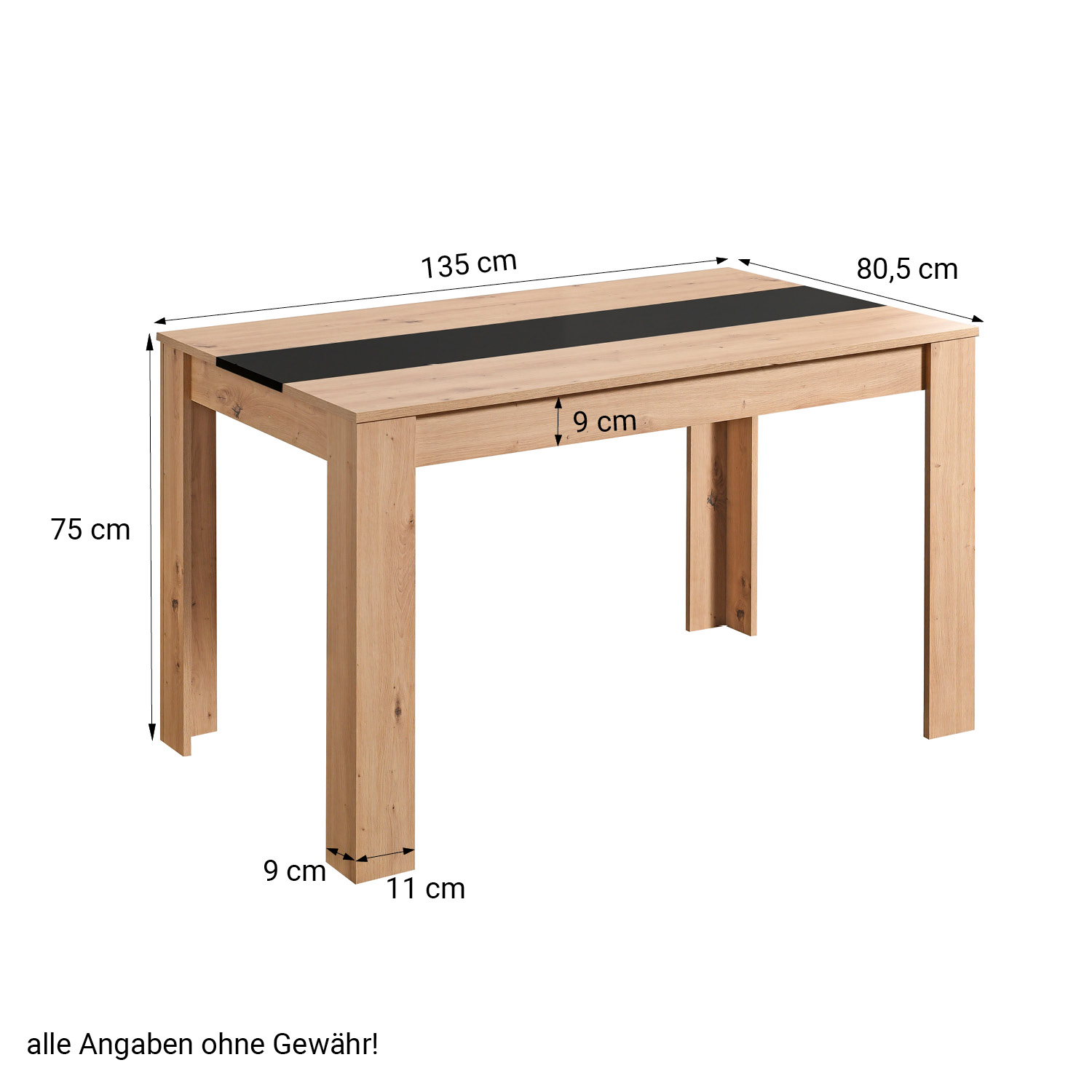 Dining Table Wooden Kitchen Table Several Colours 135x80 cm Wood Solid