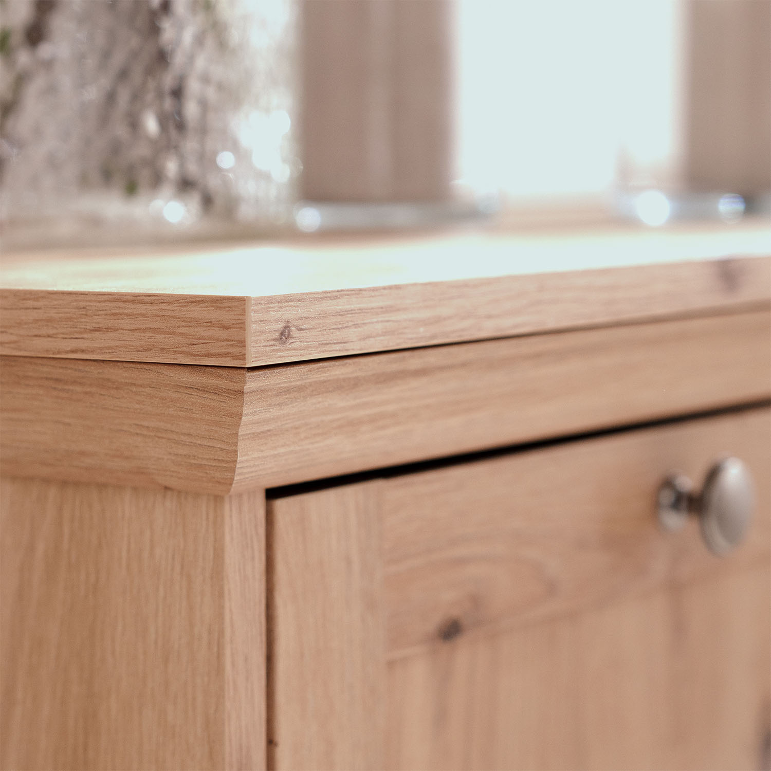 Buffet Cabinet Wood Oak Sideboard Cupboard Kitchen Storage with Glass Doors