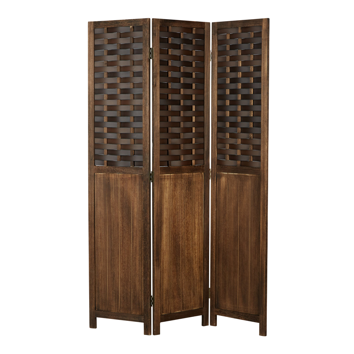 Paravent Brown Rattan-Style | 3-panel | Wood | Room Divider Partition Privacy Screen