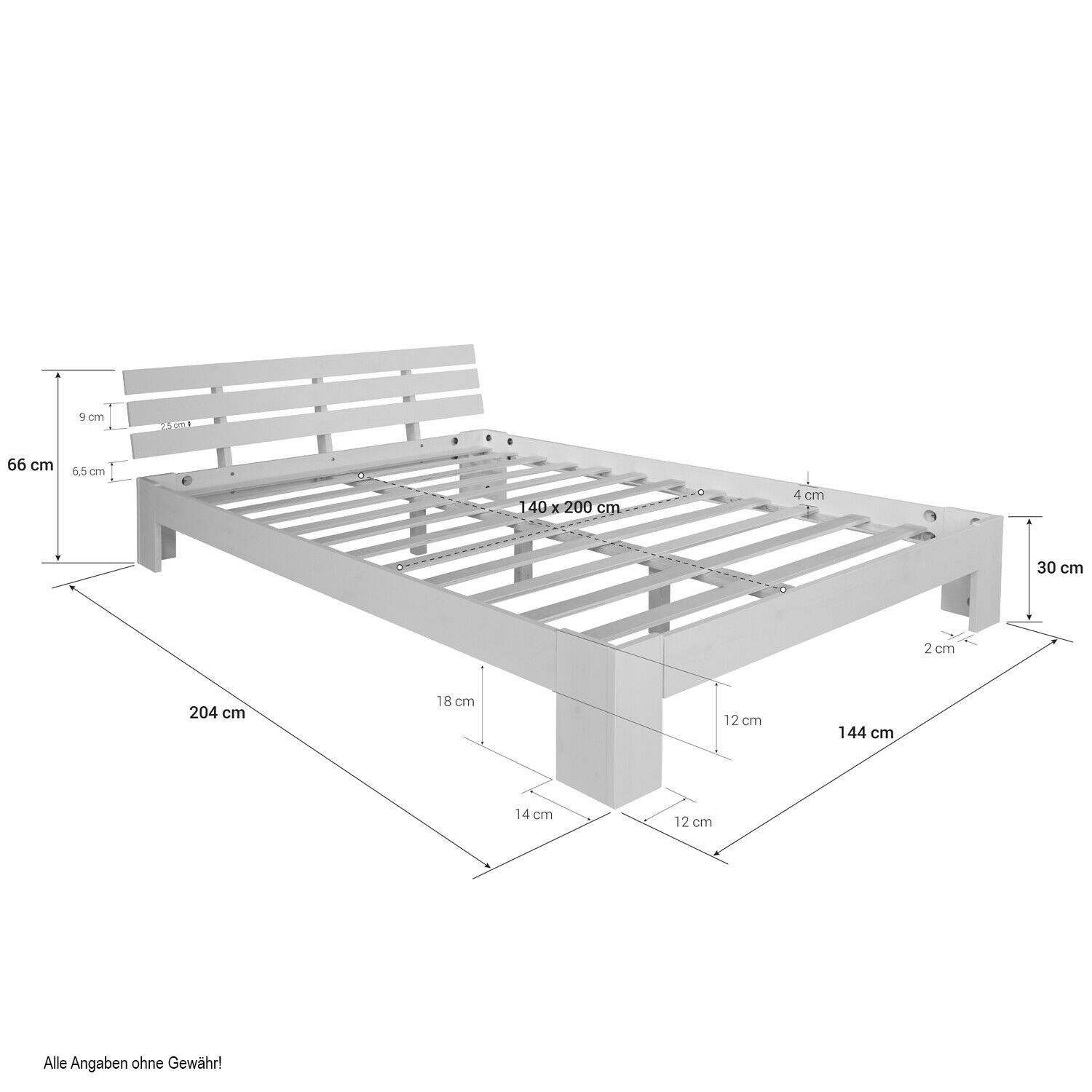 Lit double lit en bois lit futon lit 140x200 naturel