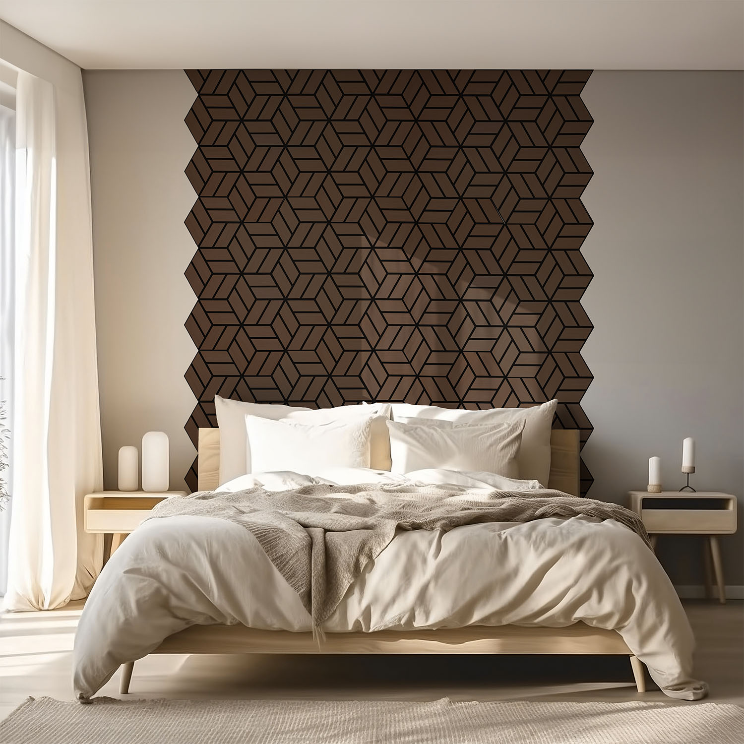 Acoustic Panels Wall Panels Hexagon Honeycomb 30 x 26 cm Brown Walnut | Wood | 4-piece Set | 3D Acoustic Panels Wall Panels Hexagon Honeycomb 30 x 26 cm Brown Walnut | Wood | 20-piece Set | 3D