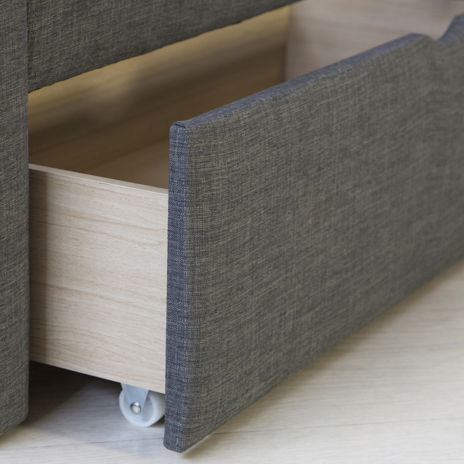 Upholstered Bed 90 120 140 160 180 x 200 cm Double Bed Fabric Bedstead Slatted Frame Anthracite