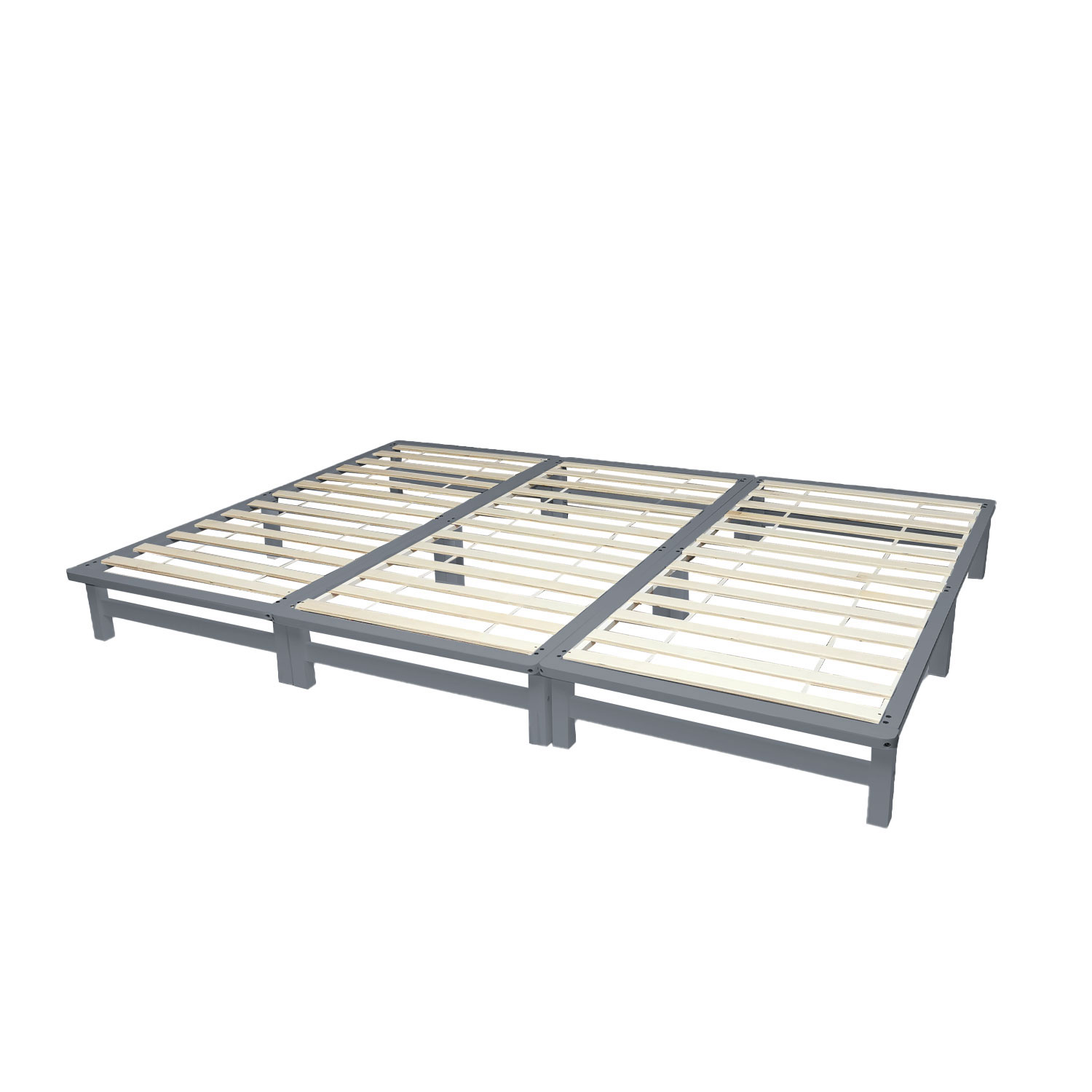 Family Bed 270x200 cm Gray | Maxi Pallet Bed XXL | with Slatted Frame | Wood | also separable