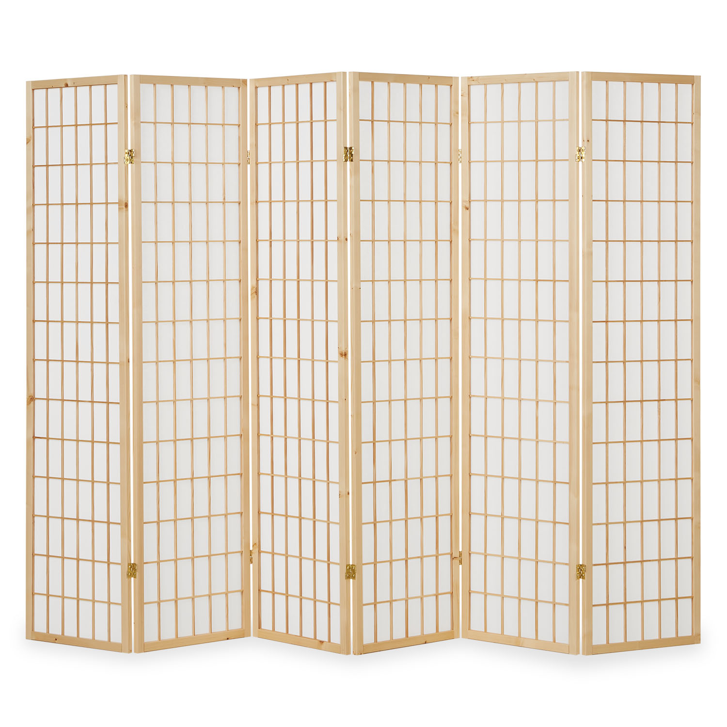 Paravent Natural Shoji Rice Paper White | 6-panel | Wood | Room Divider Partition Privacy Screen